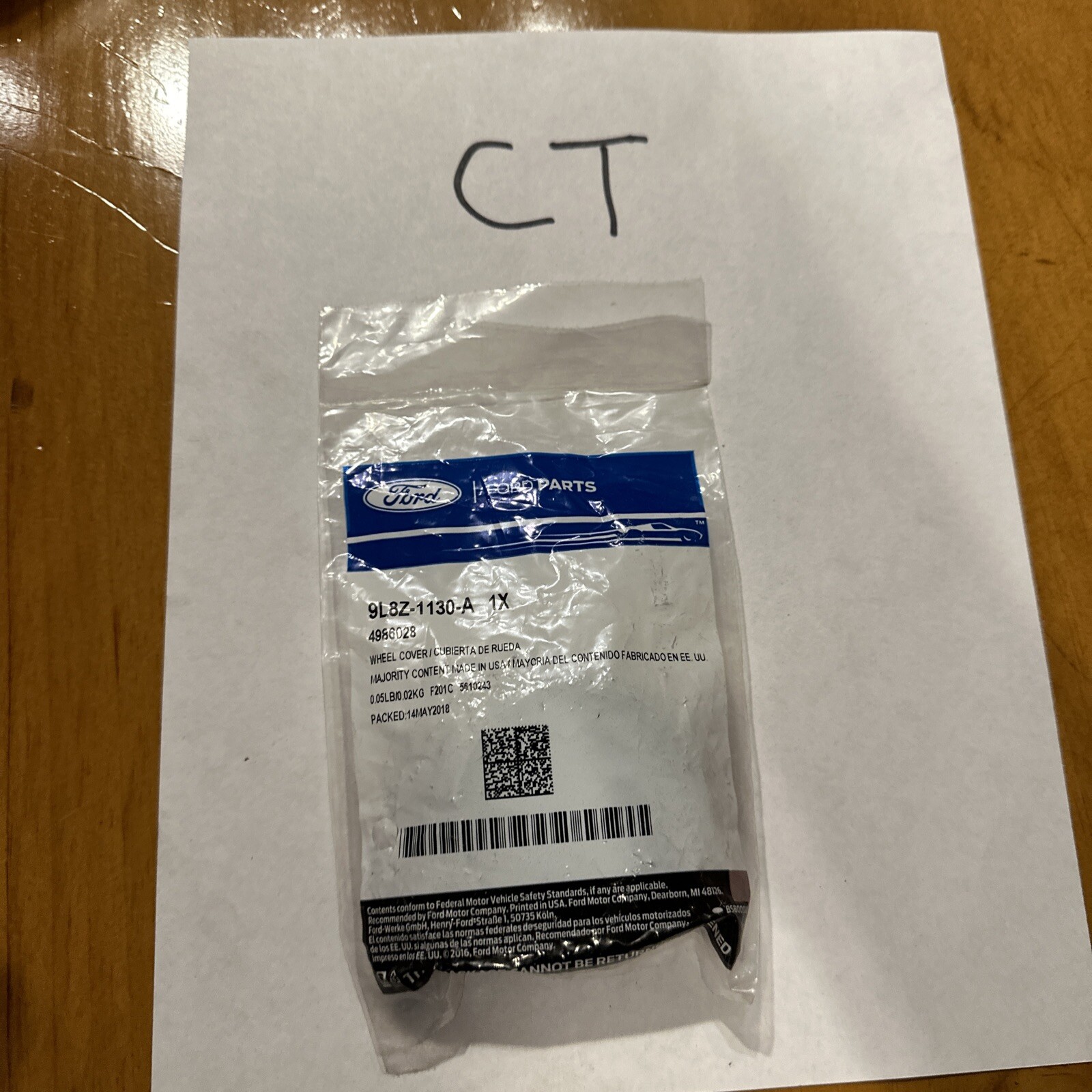 Genuine Ford Center Cap 9L8Z-1130-A