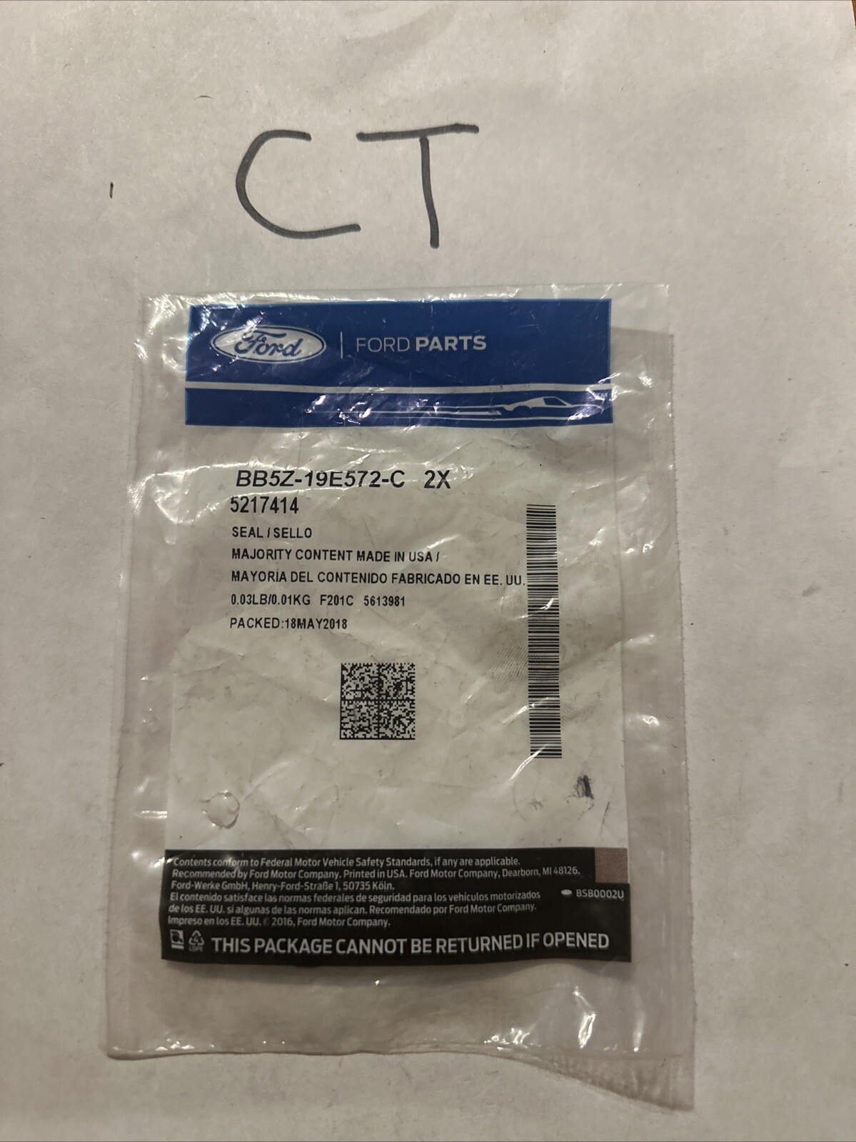 Genuine Ford Connector Tube O-Ring BB5Z-19E572-C