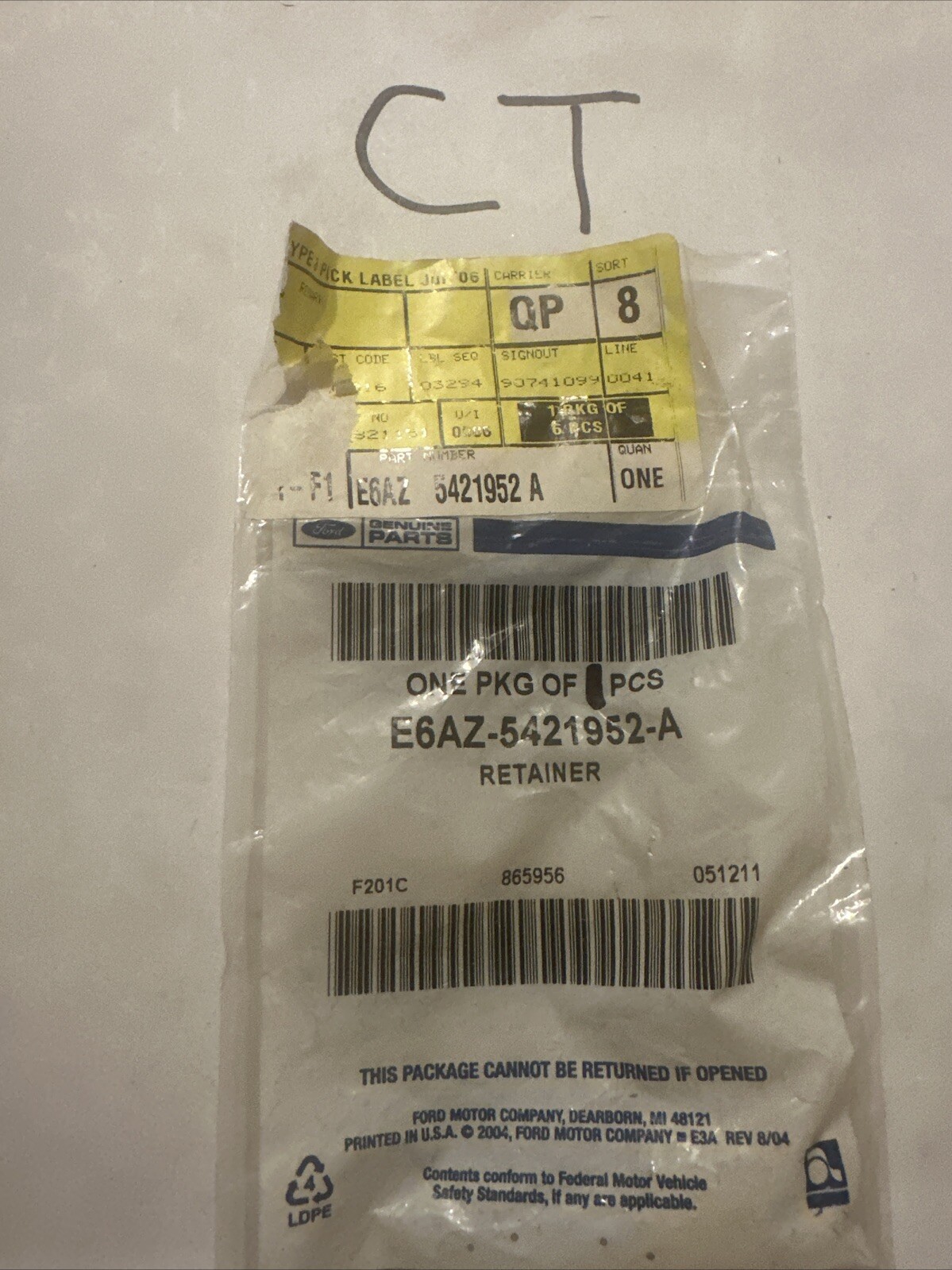 Genuine Ford Lock Knob Retainer E6AZ-5421952-A