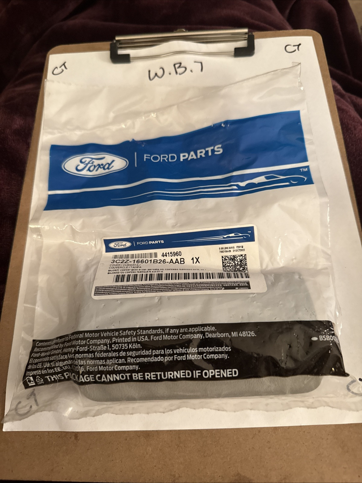 Genuine Ford OE Cover - Seat Belt Opening 3C2Z-16601B26-AAB