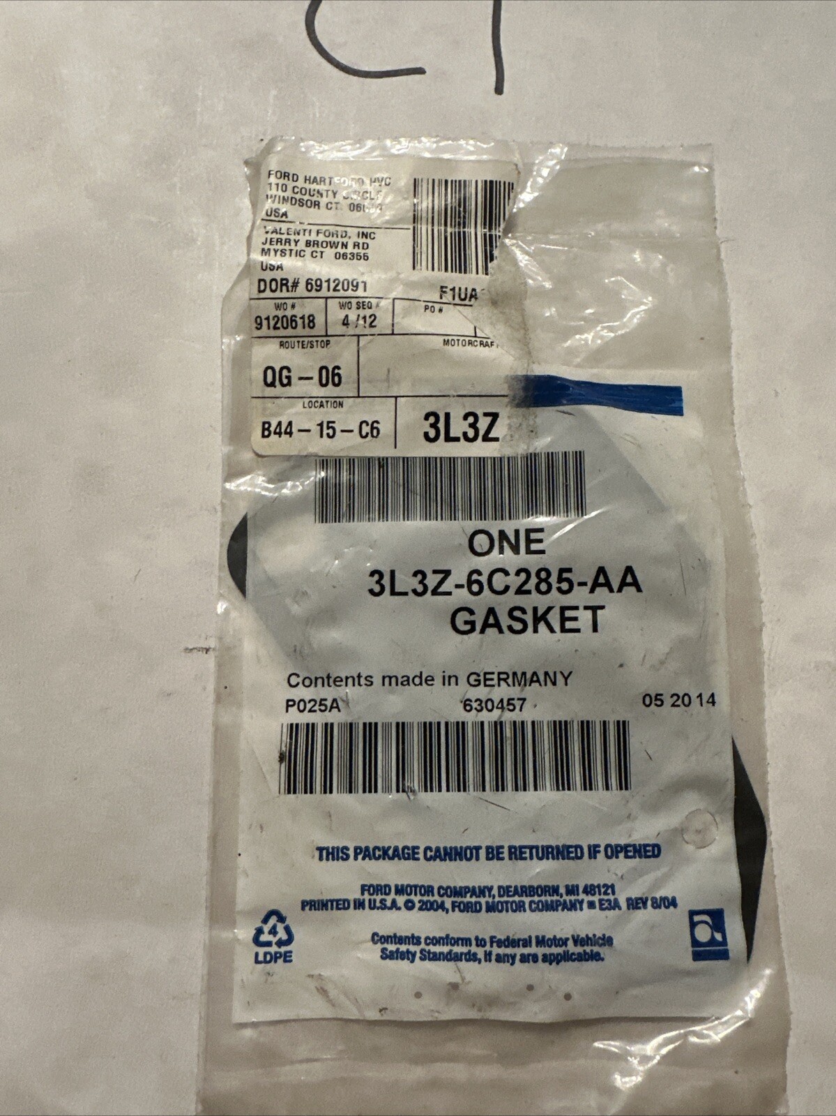 Genuine Ford OE Gasket - Valve 3L3Z6C285AA