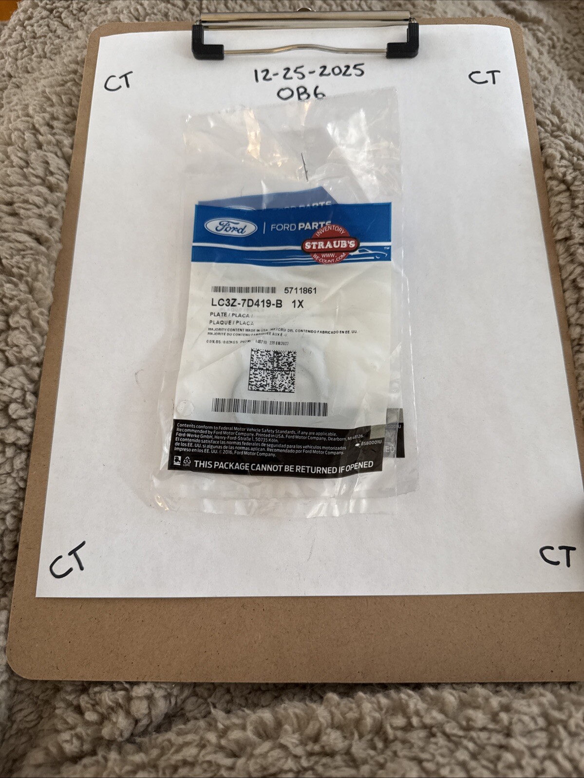 Genuine Ford OE Plate LC3Z-7D419-B