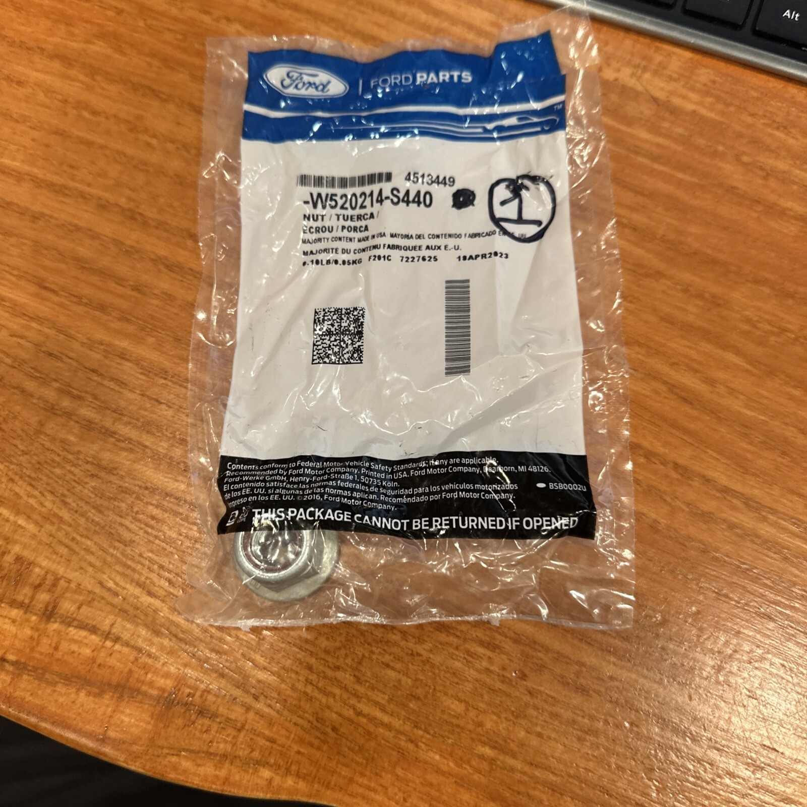 Genuine Ford Stabilizer Link Nut (QTY 1) -W520214-S440