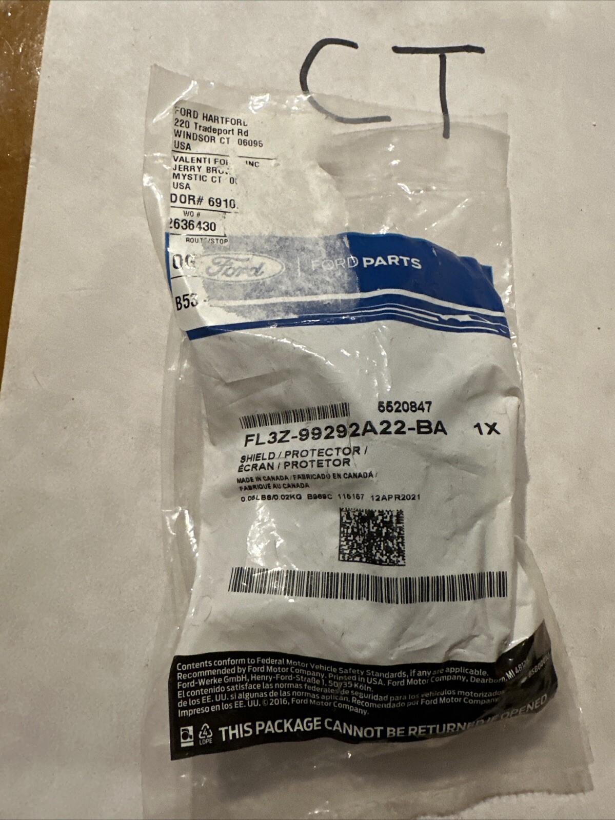 Genuine Ford Stone Guard FL3Z-99292A22-BA