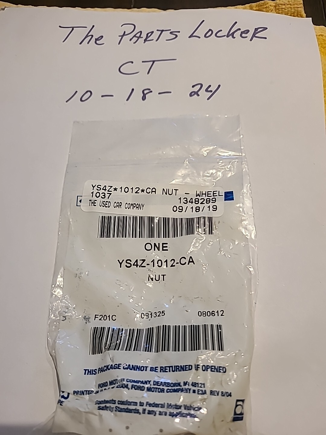 Genuine Ford Wheel Nut YS4Z-1012-CA