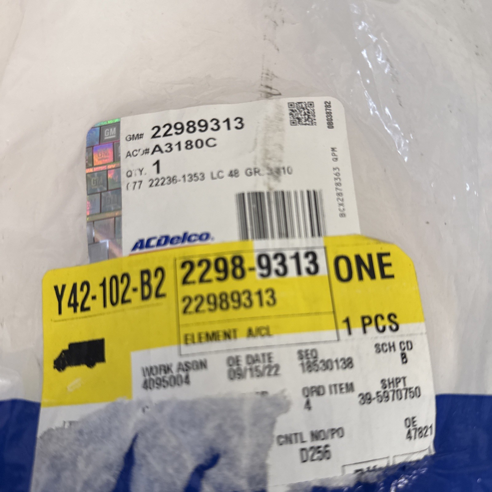 Genuine GM ACDelco Air Filter GM #22989313 / AC Delco #A3180C XTS IMPALA - Image 3