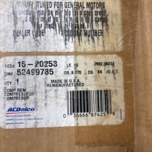 Genuine GM ACDelco OEM 15-20253 52499785 Compressor Asm A/C (Remanufacture)