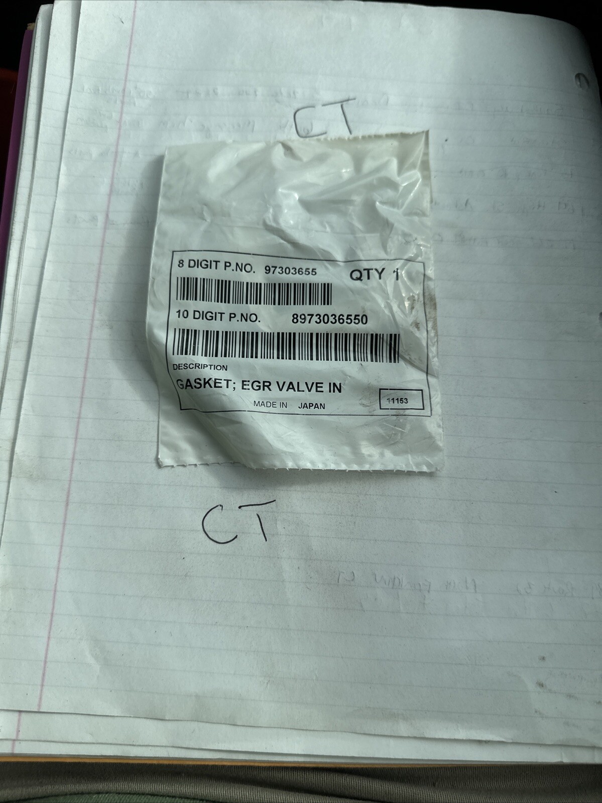 Genuine GM / Isuzu Exhaust Gas Recirculation (EGR) Valve Gasket 97303655