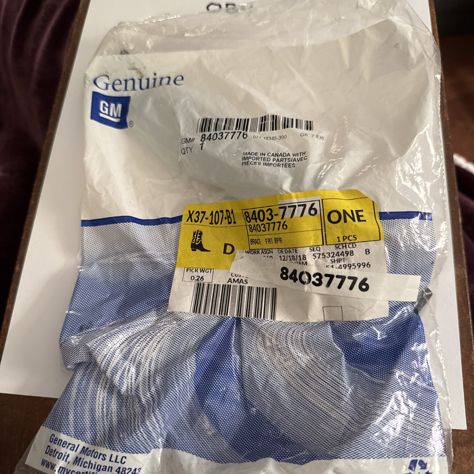 Genuine GM OEM Bumper Face Bar Bracket Retainer Mounting Brace Front 84037776 - Image 3