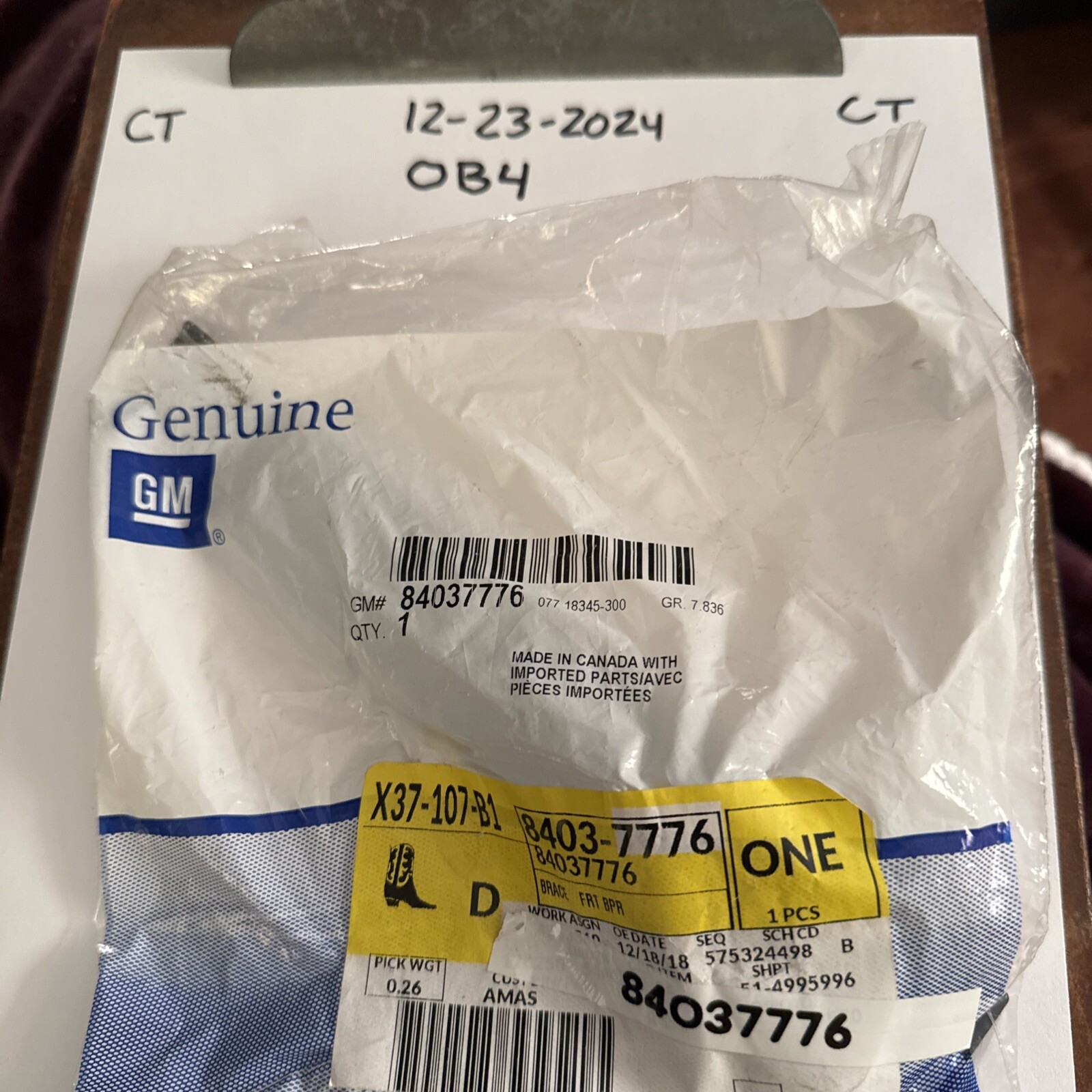 Genuine GM OEM Bumper Face Bar Bracket Retainer Mounting Brace Front 84037776