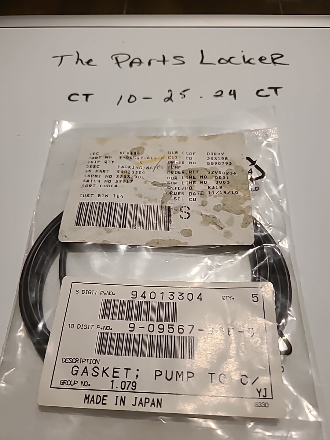 Genuine GM Water Pump O-Ring 94013304