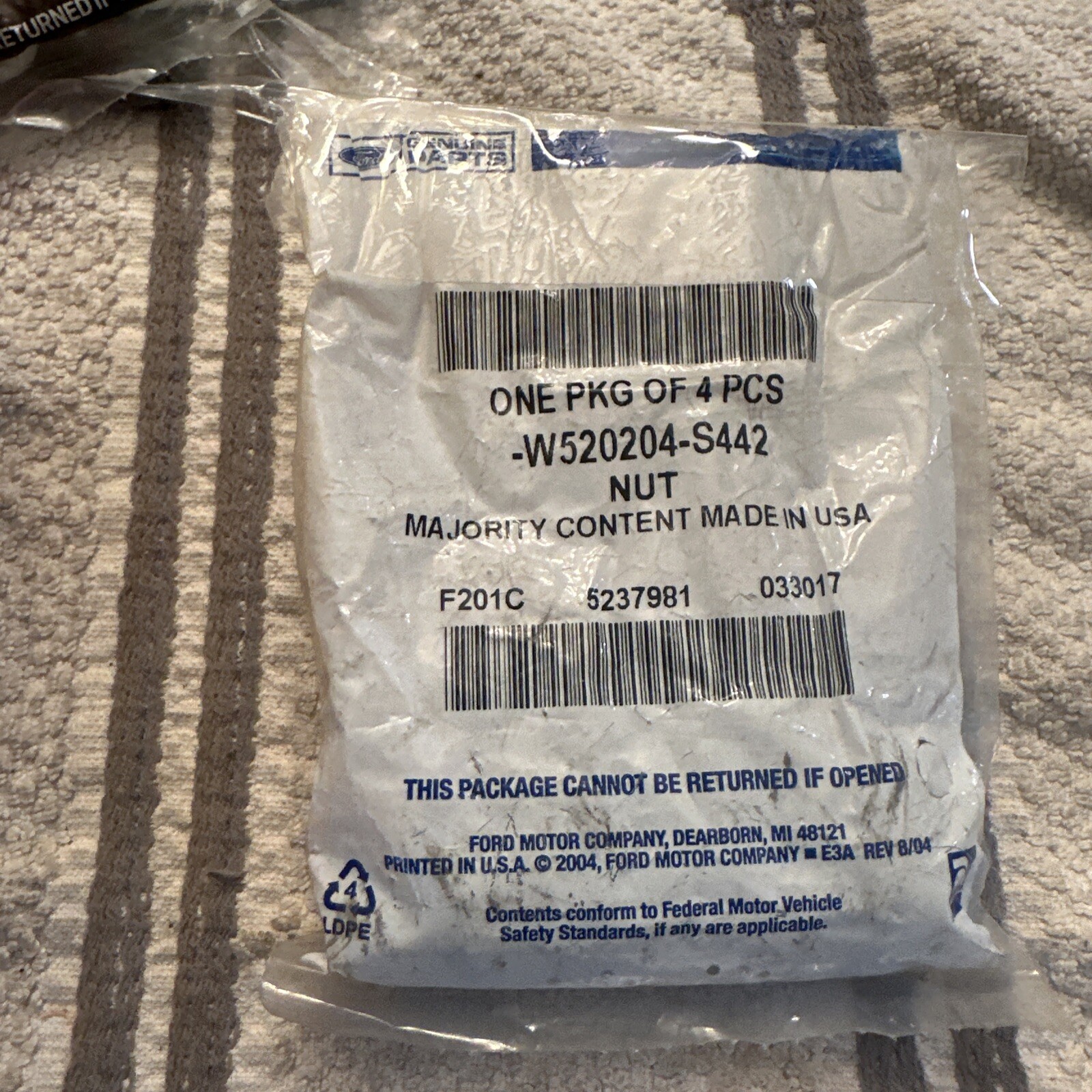 Genuine Outer Tie Rod Nut QTY 4 W520204-S442