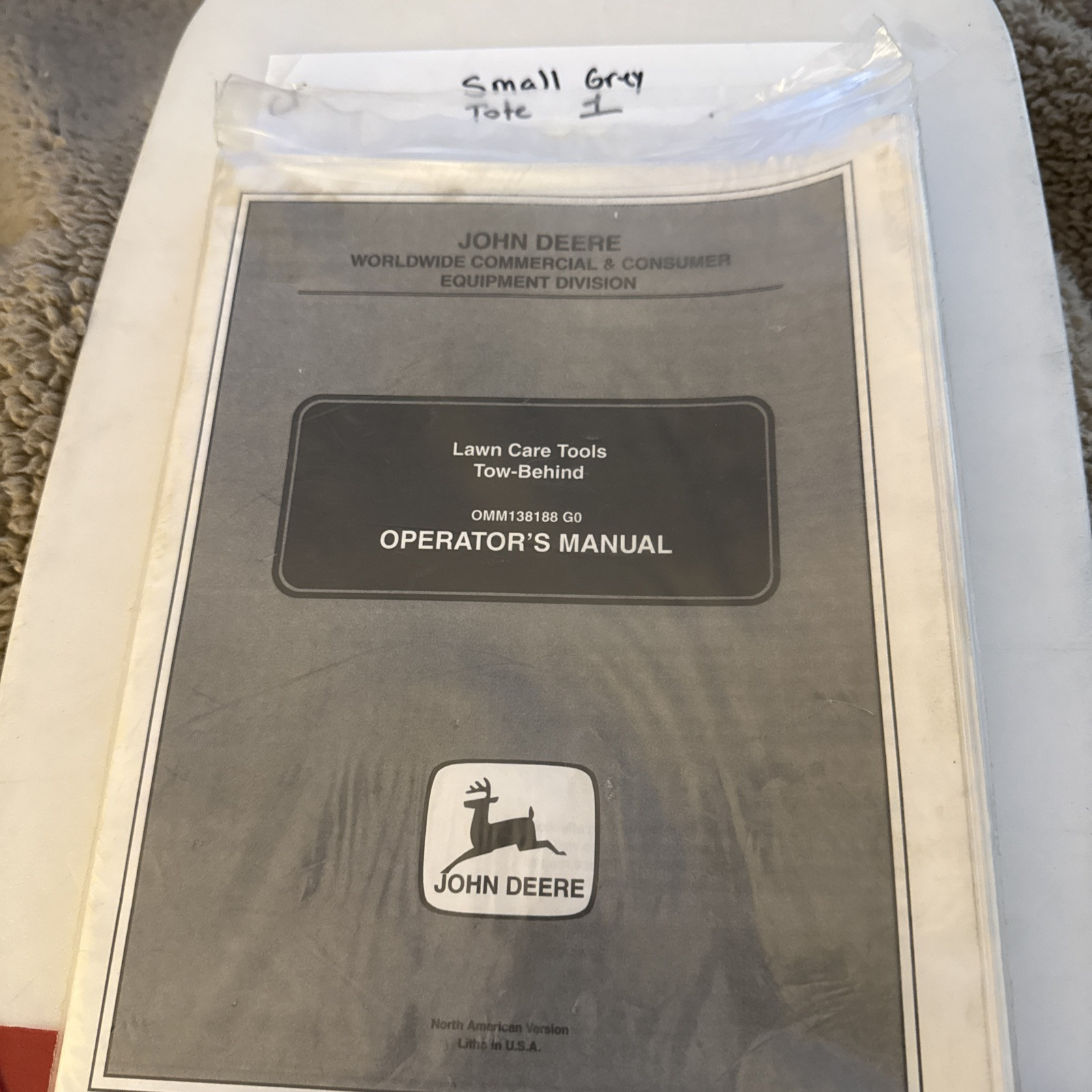 John Deere Lawn care tools tow behind Operators manual OMM138188