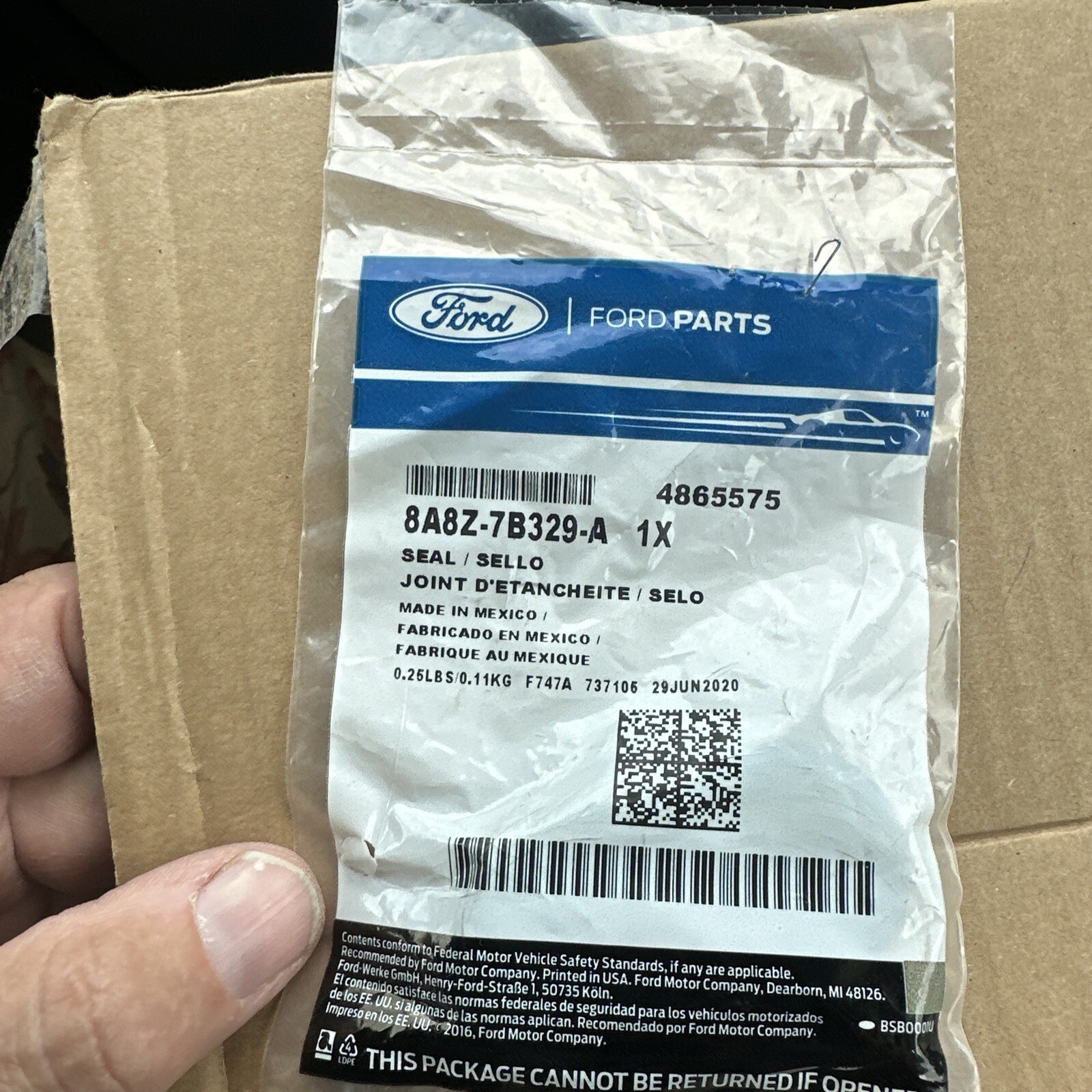 NEW FORD 2009/2018 EDGE, FLEX, TAURUS, MKX 6 SPD. AUTOMATIC "SEAL", 8A8Z-7B329-A