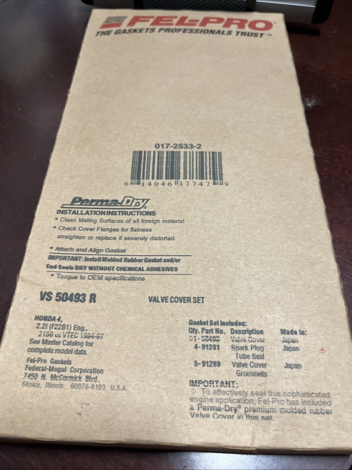 NEW & SEALED FEL-PRO VS 50493 R Valve Cover Set - Image 3