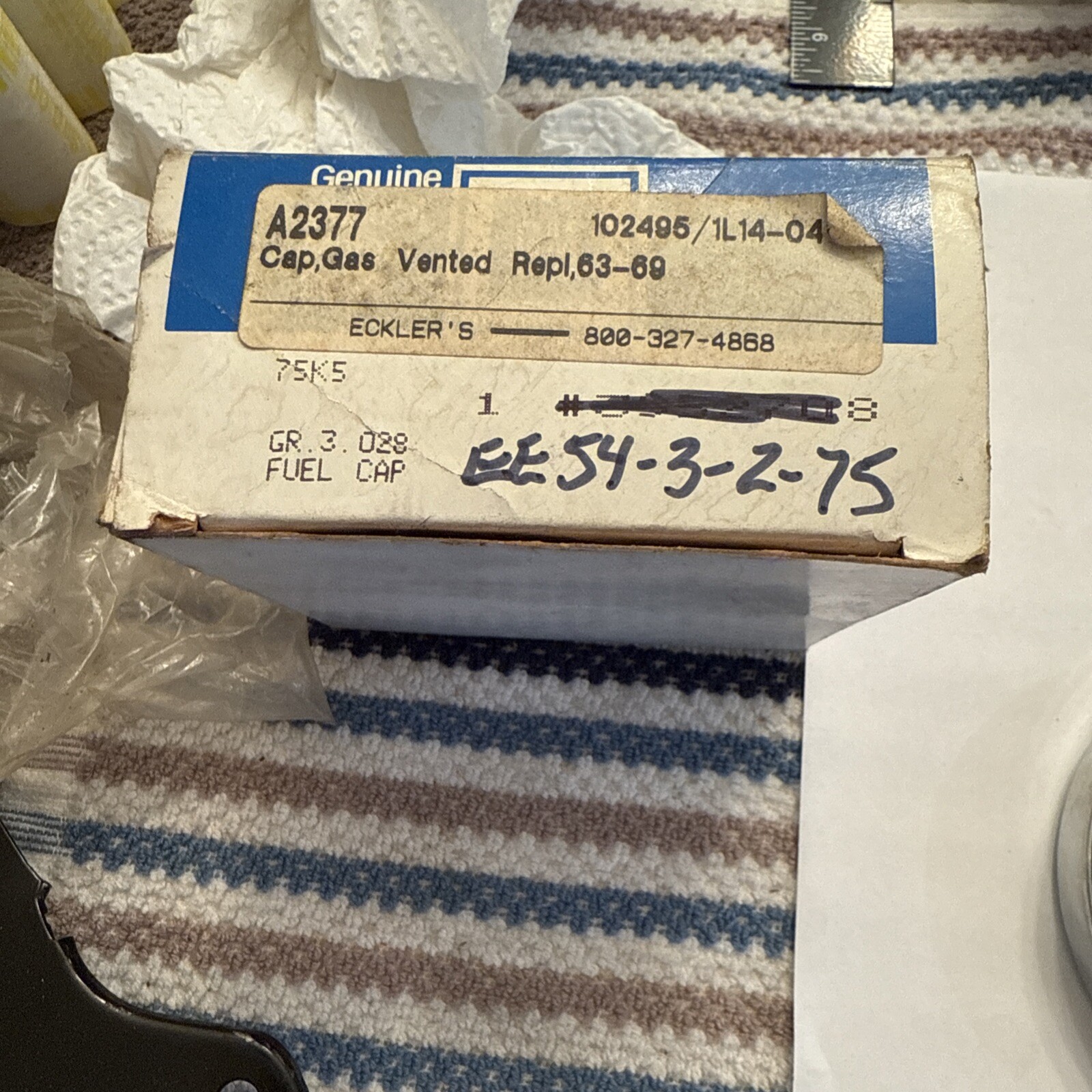 NOS 1963-69 Corvette Locking Gas Fuel Cap w/ Keys EE54-3-Z-75 - Image 3