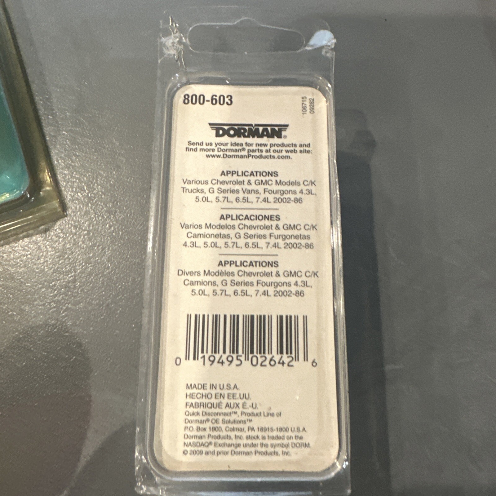 NOS Dorman 800-603 Transmission Line Connector 1/2"x3/8"-18 NPSM - Image 3