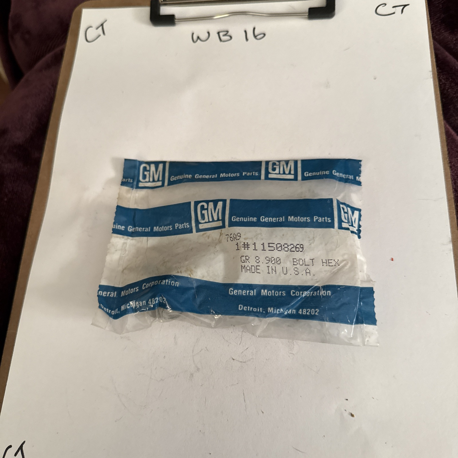 NOS GM 11508269 Bolt, Hood Hinge 1984-87 Corvette & More