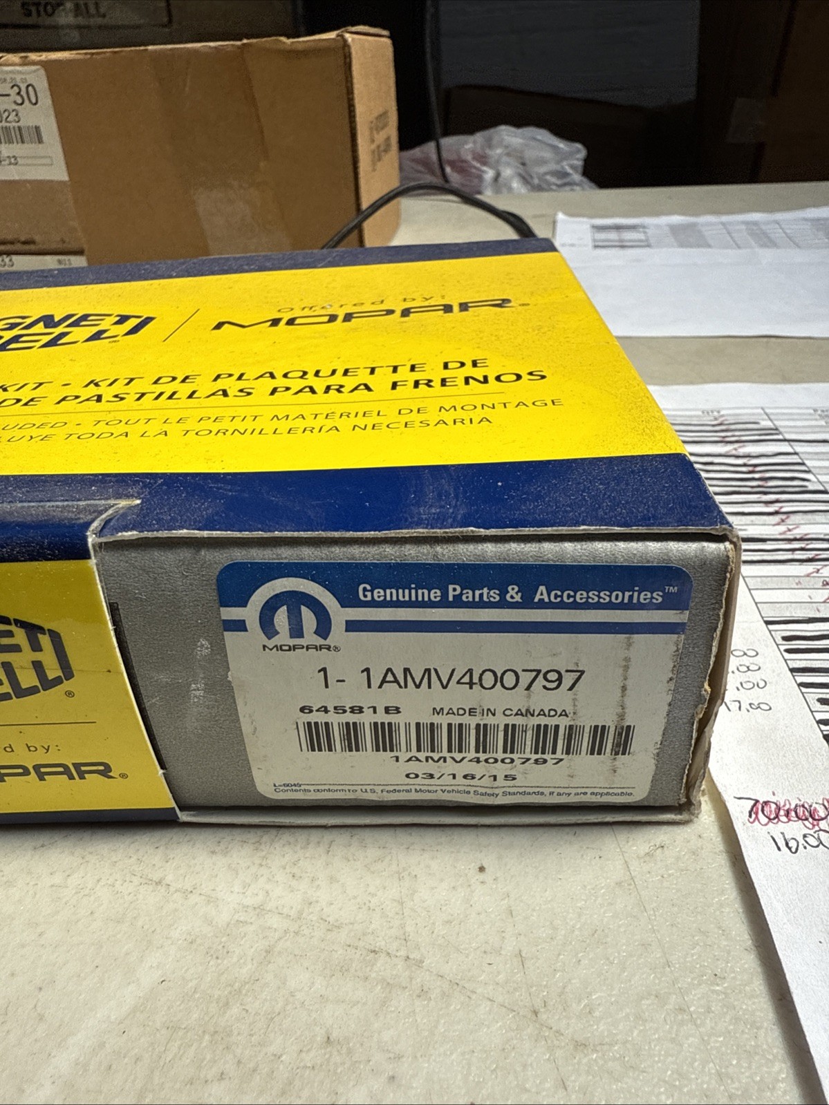NOS Magneti Marelli Mopar Disc Brake Pad Kit 2013-15 Chevrolet Spark 1AMV400797 - Image 3