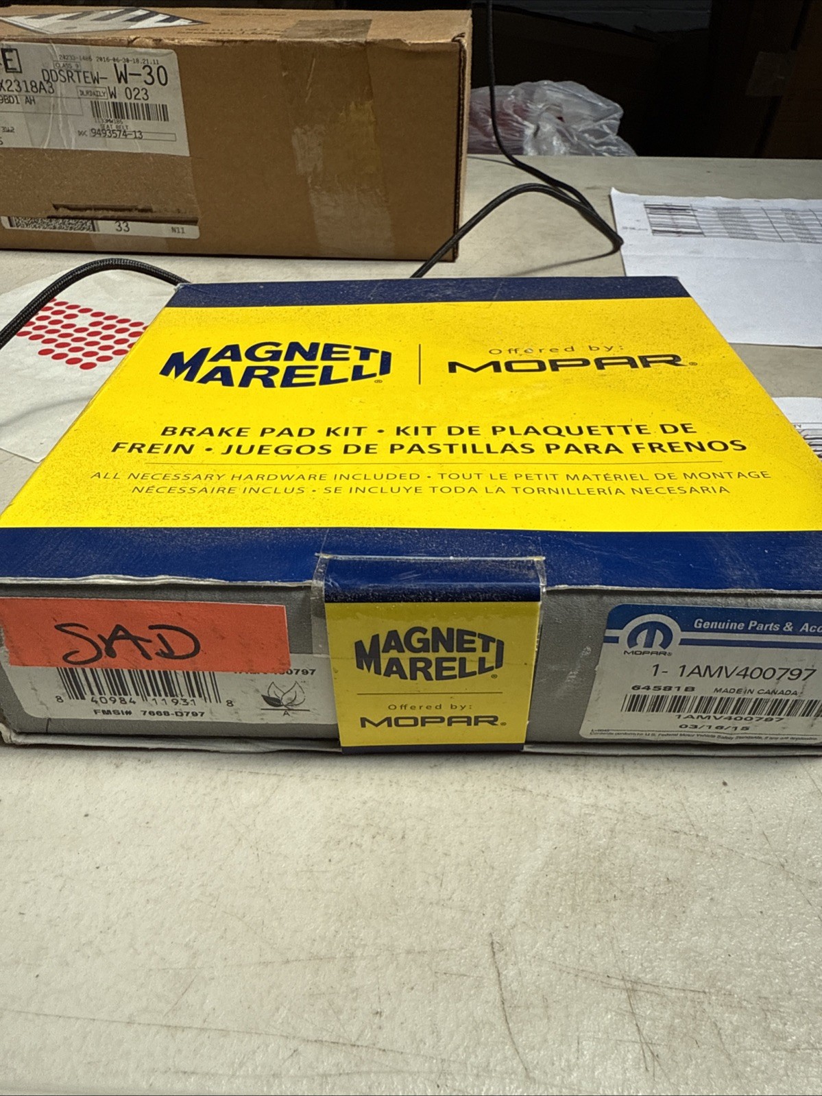NOS Magneti Marelli Mopar Disc Brake Pad Kit 2013-15 Chevrolet Spark 1AMV400797 - Image 4