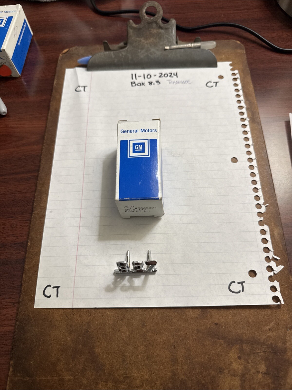 NOS Original GM 327 Front Fender Emblem: 1965-67 GM Chevrolet GM OEM 3865834