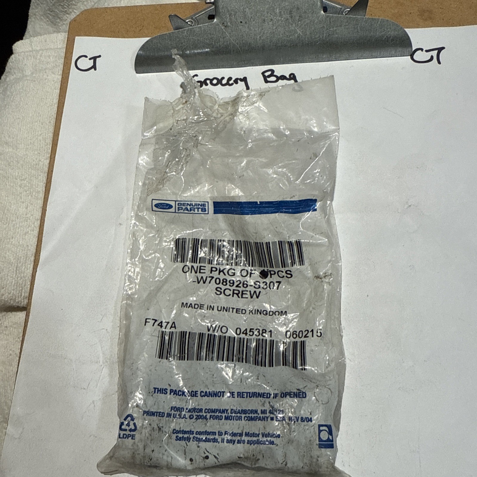 New Genuine Ford Screw OE W708926-S307