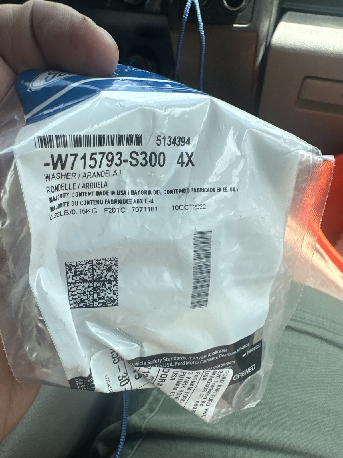 New OEM Genuine Ford Washer Pack of 4 -W715793-S300