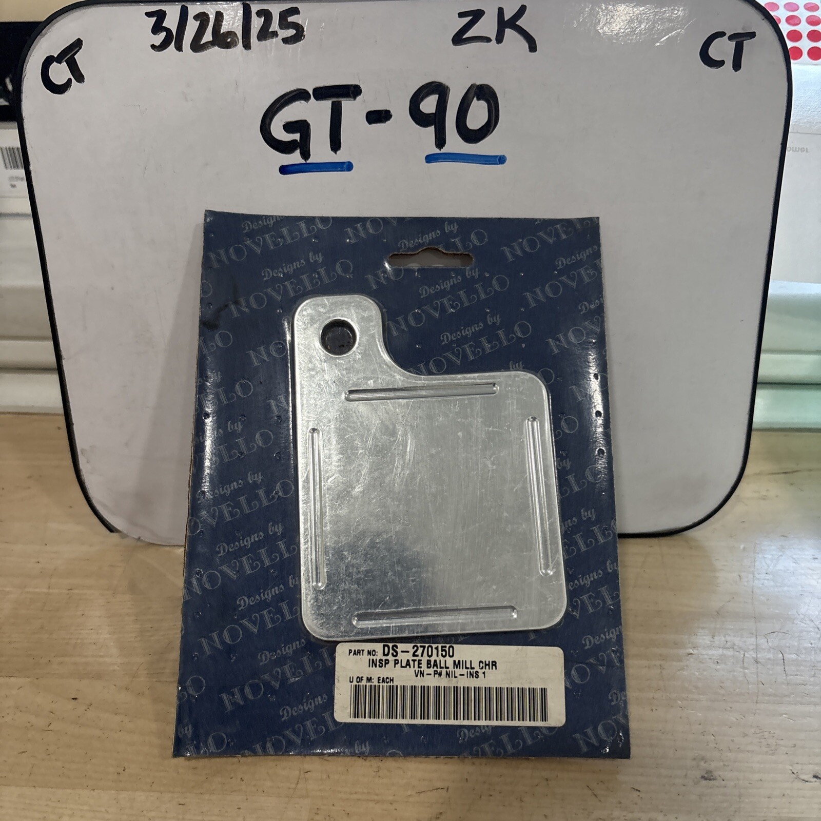 Novello Chrome Inspection Sticker Plate Side Mount Chrome - DS-270150