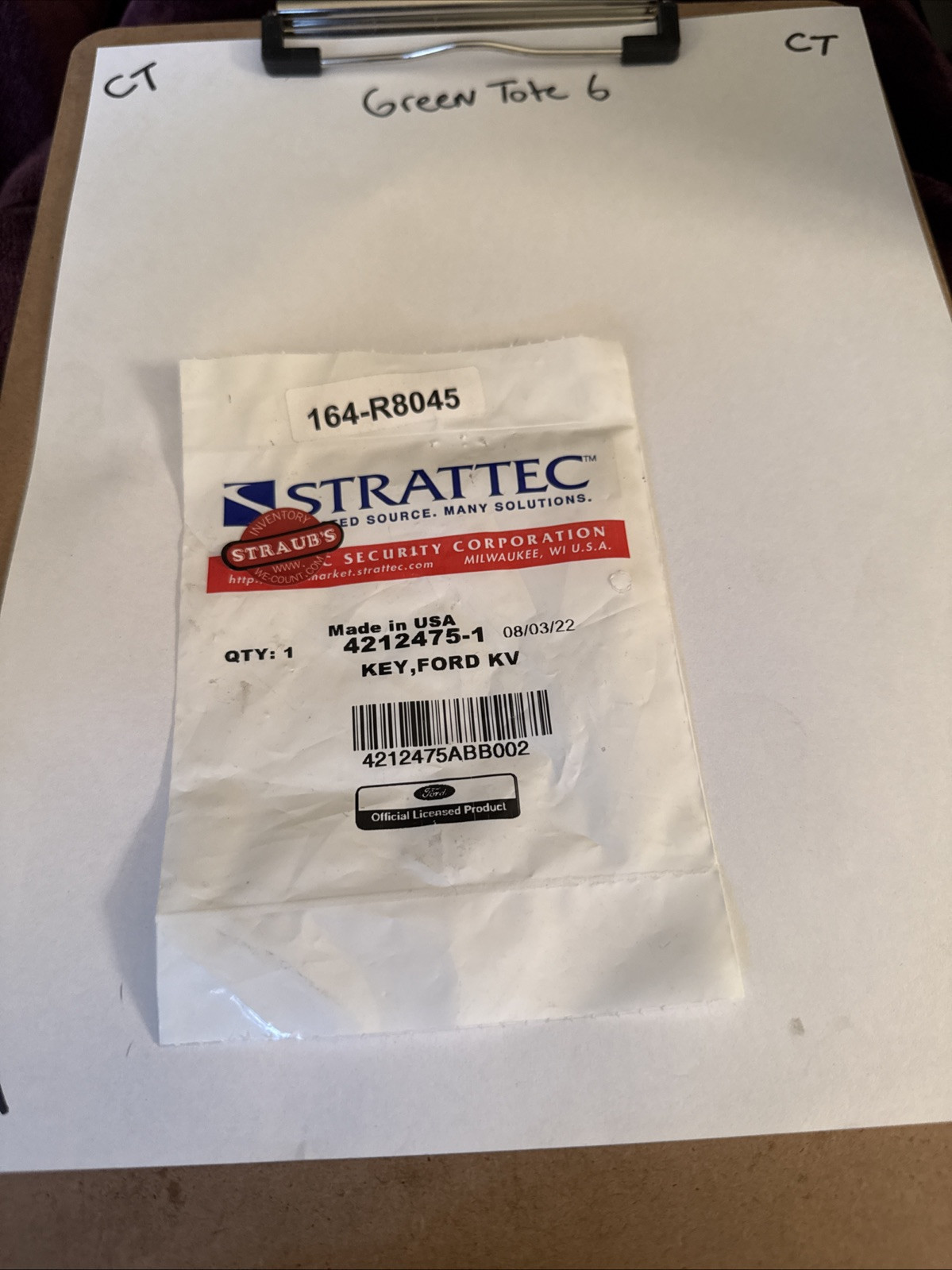 OEM Ford Smart Key Emergency Key Blank 164-R8045 Focus 12-18 Fiesta 11-19