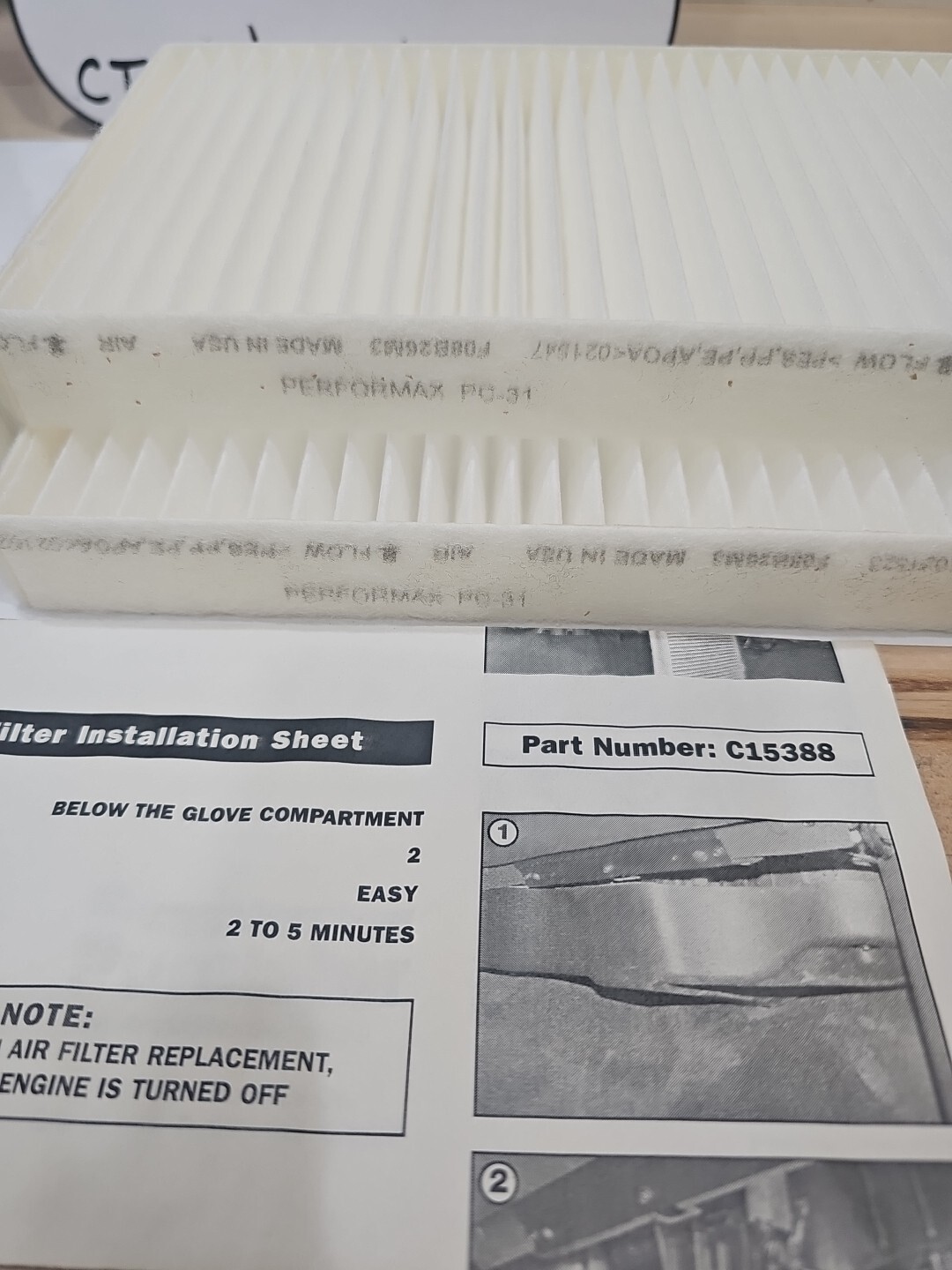 Performax PC-31 Cabin Air Filter CF8791 CF1012 C-15388 AQ1031 - Image 3