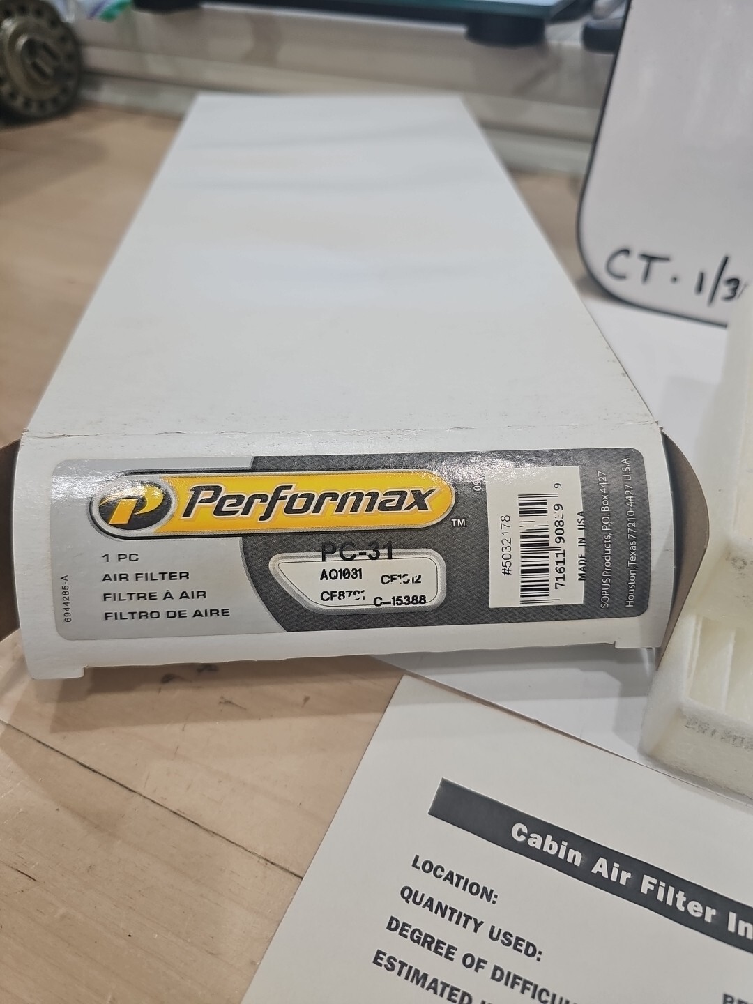Performax PC-31 Cabin Air Filter CF8791 CF1012 C-15388 AQ1031 - Image 4