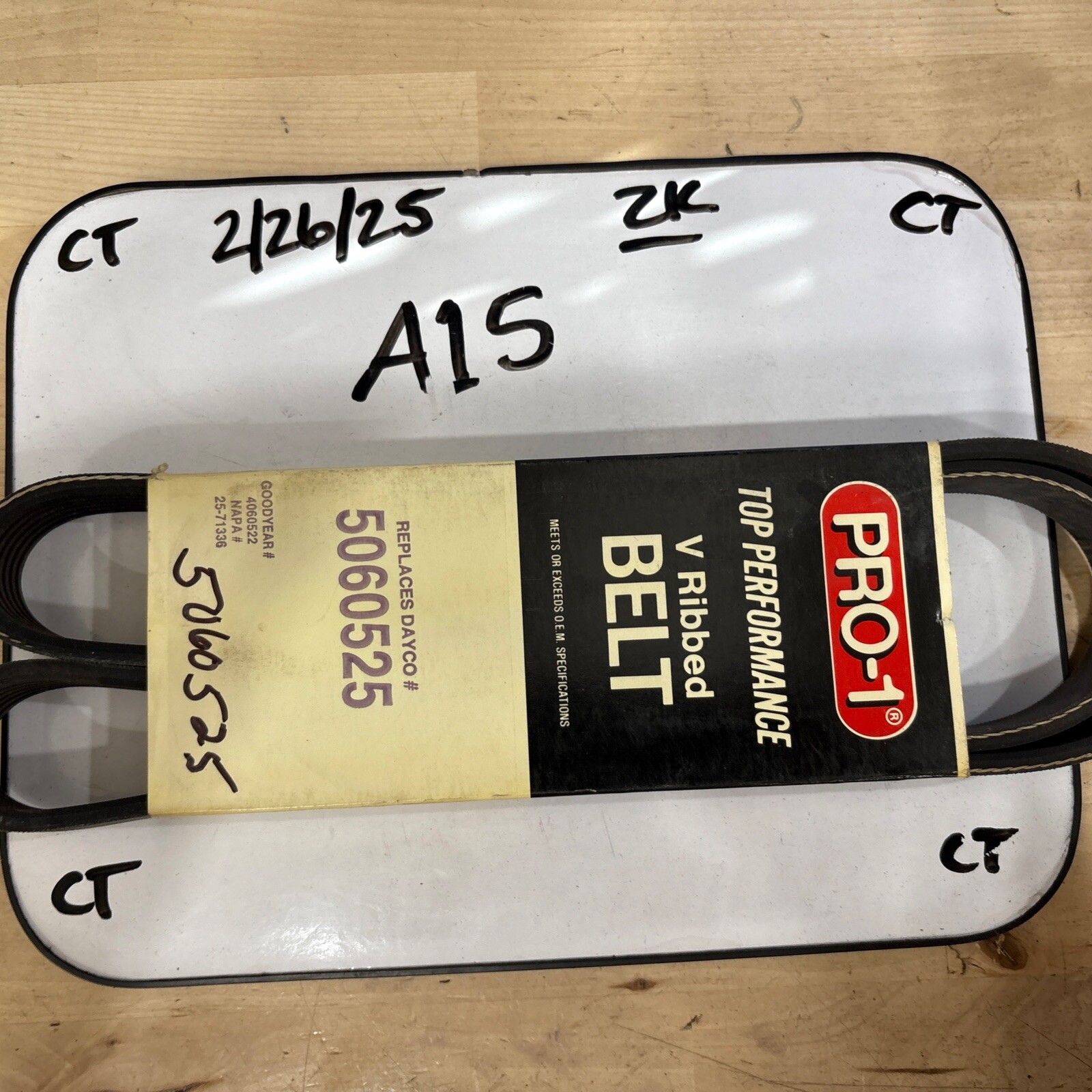 Pro-1 V Ribbed Serpantine Belt Replaces Dayco 5060525 & Gates K060525