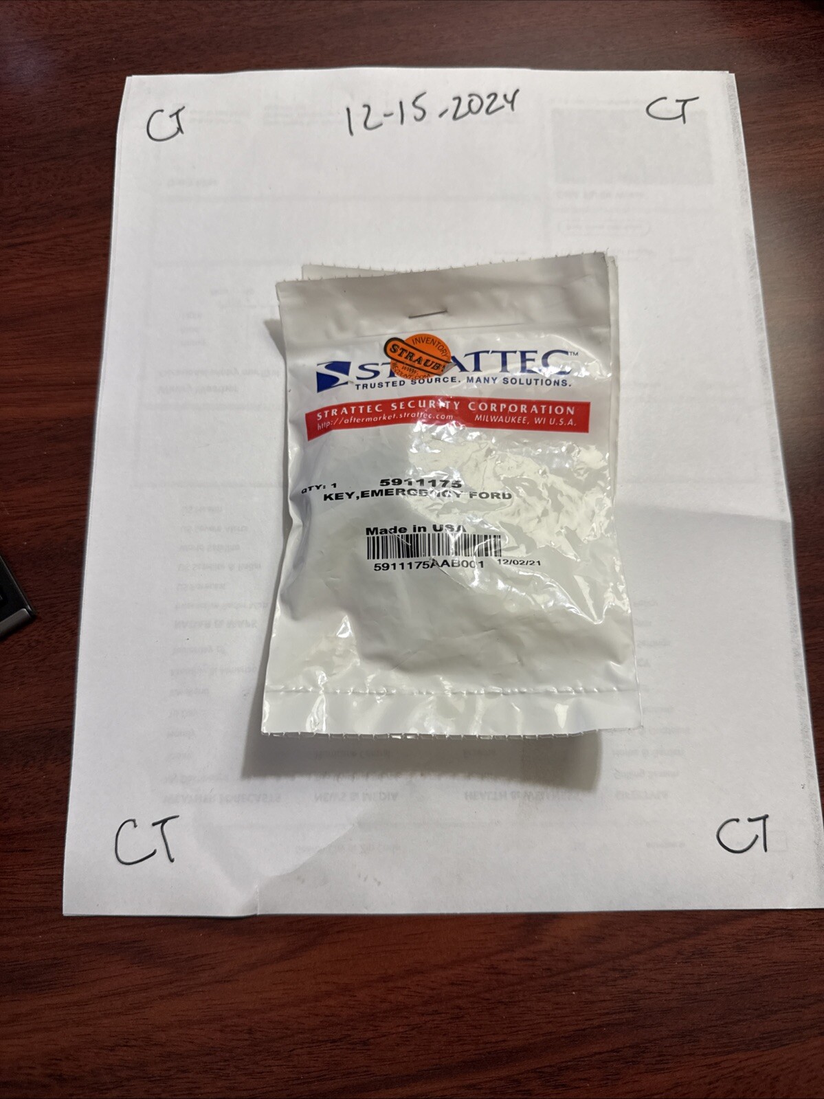 Strattec Replacement for Ford Lincoln Smart Emergency Uncut Key Blade - 5911175