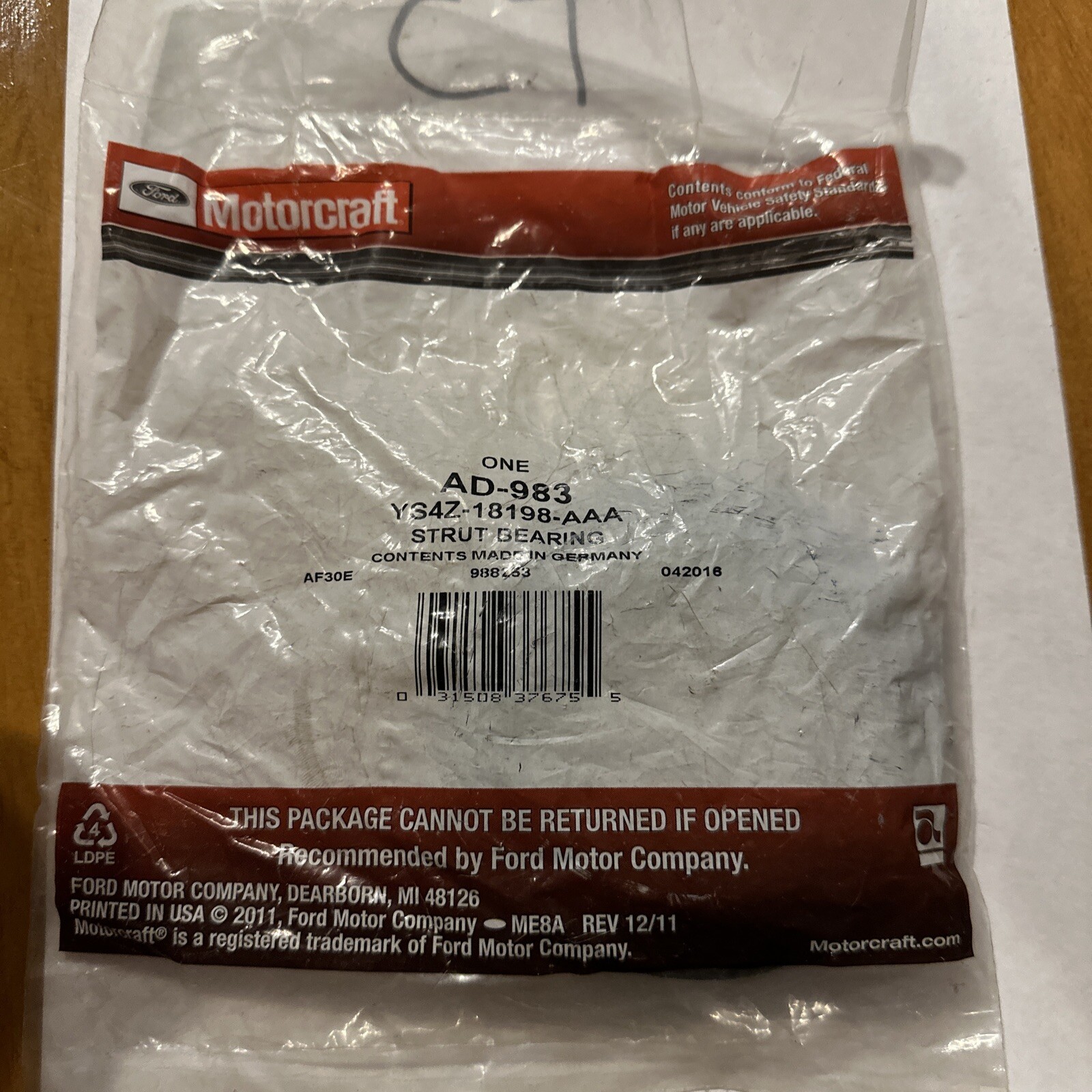 Suspension Strut Bearing Motorcraft AD-983 fits 00-07 Ford Focus