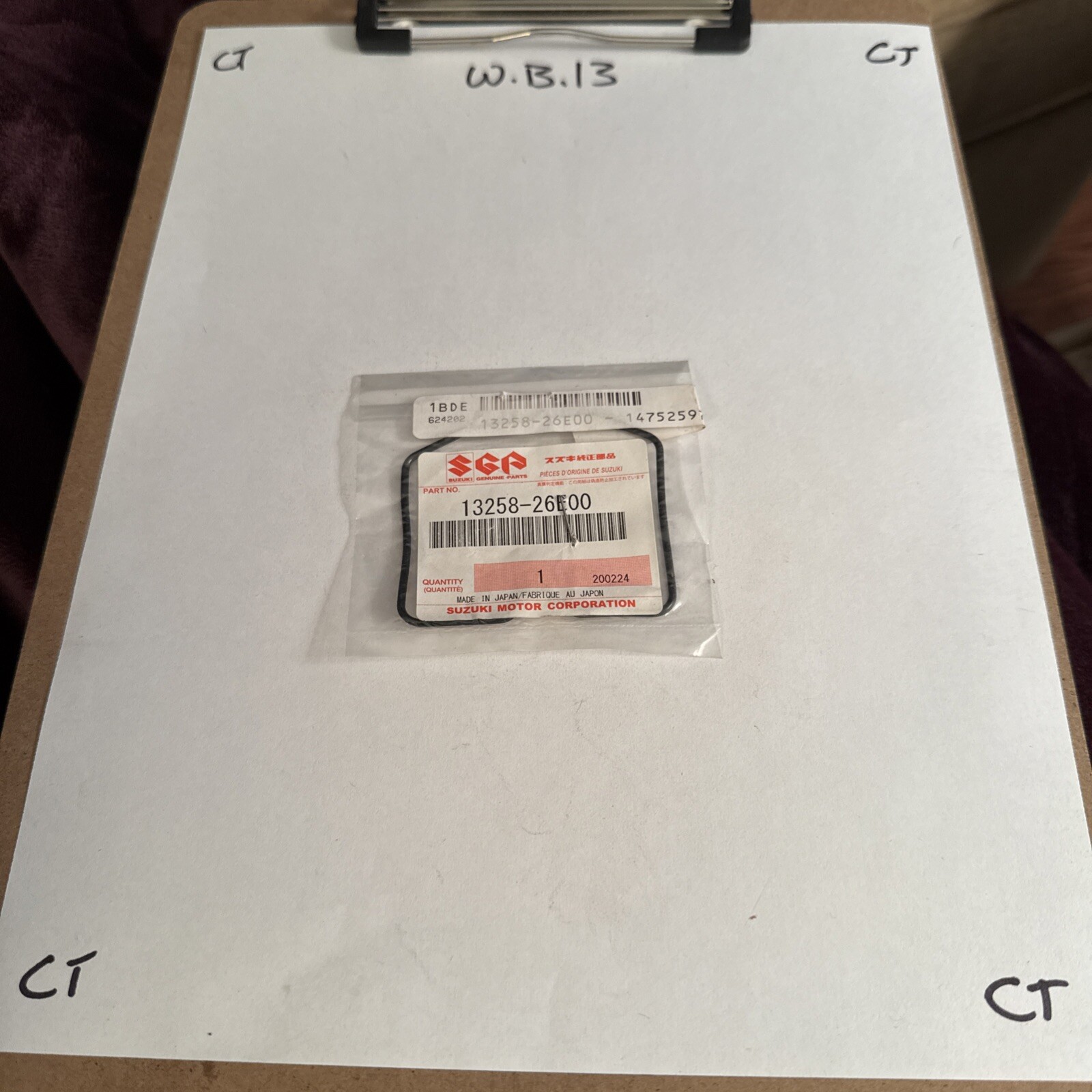 Suzuki OEM Part 13258-26E00 O RING