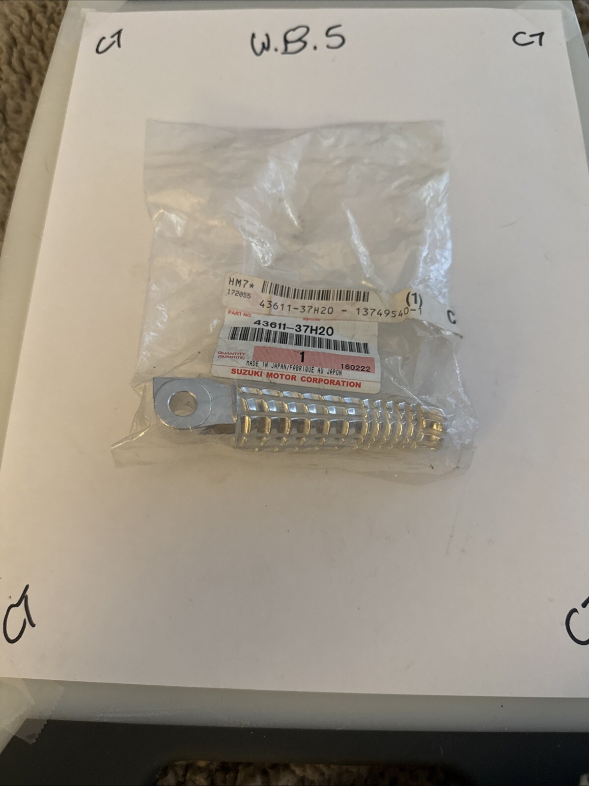 Suzuki OEM Part 43611-37H20 BAR,PILLION FOOTREST RH