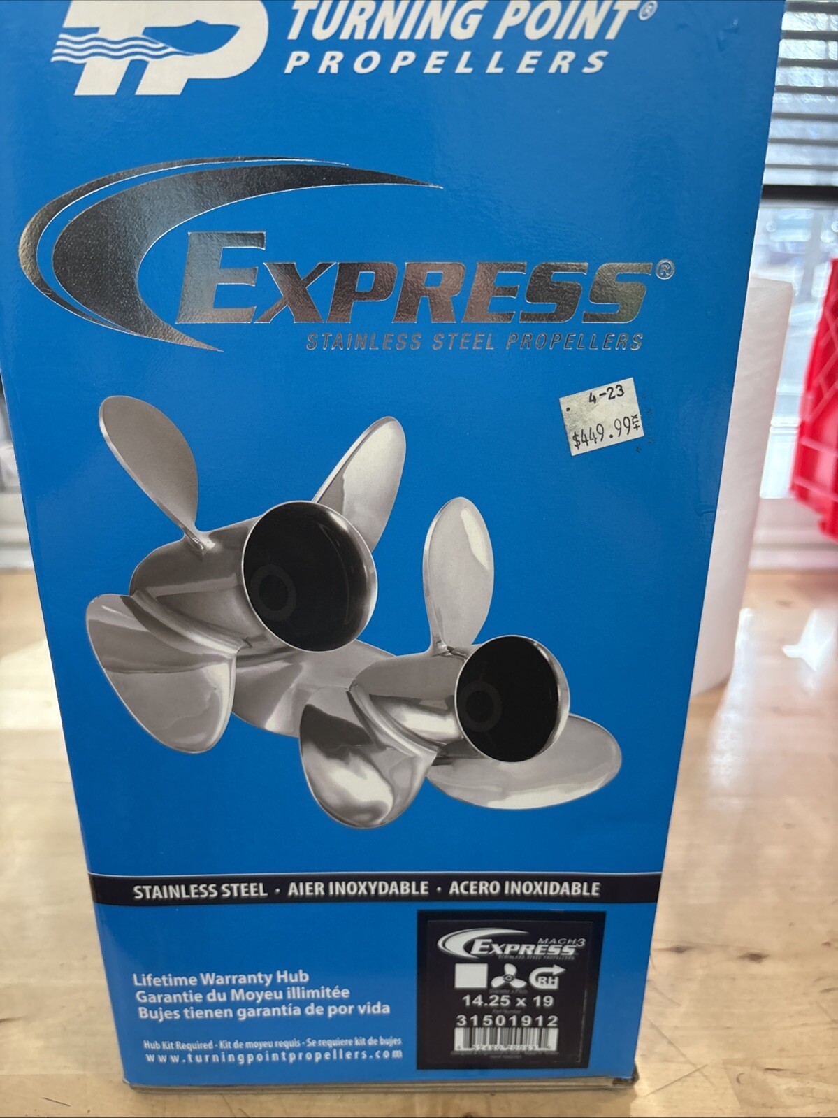 Turning Point Express Mach3 3-Blade SS Prop , 14.25" x 19" - RH - Image 5