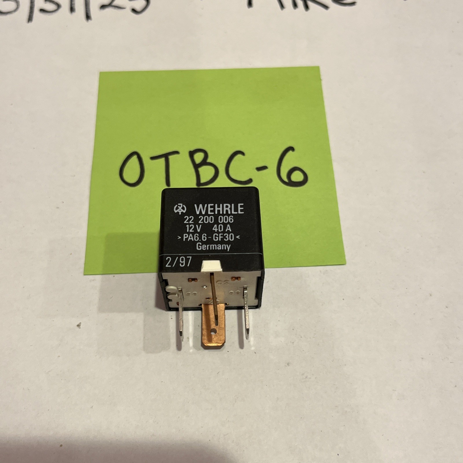 Wehrle 22 200 006 Power Relay 12-V 40 Amp 22200006 New Not In Original Packaging - Image 3