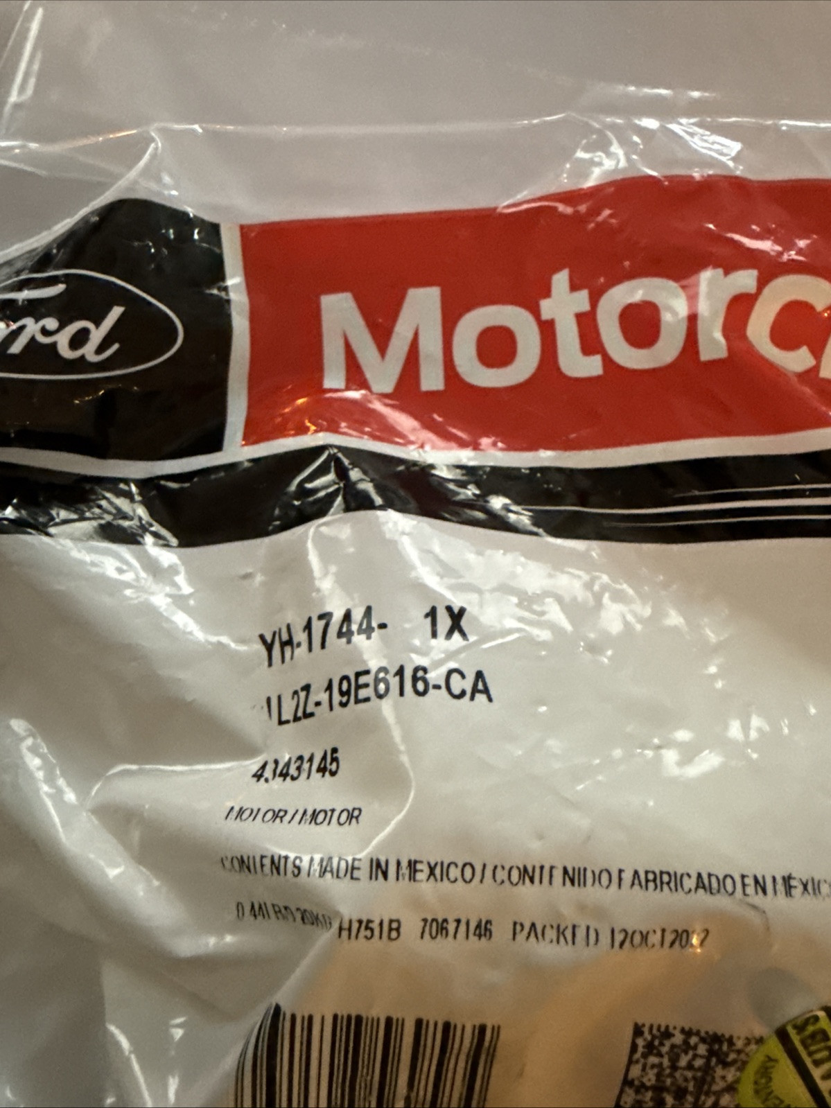 Window Motor Assembly - Ford Motorcraft Part # YH-1744 OEM NOS Sealed - Image 3
