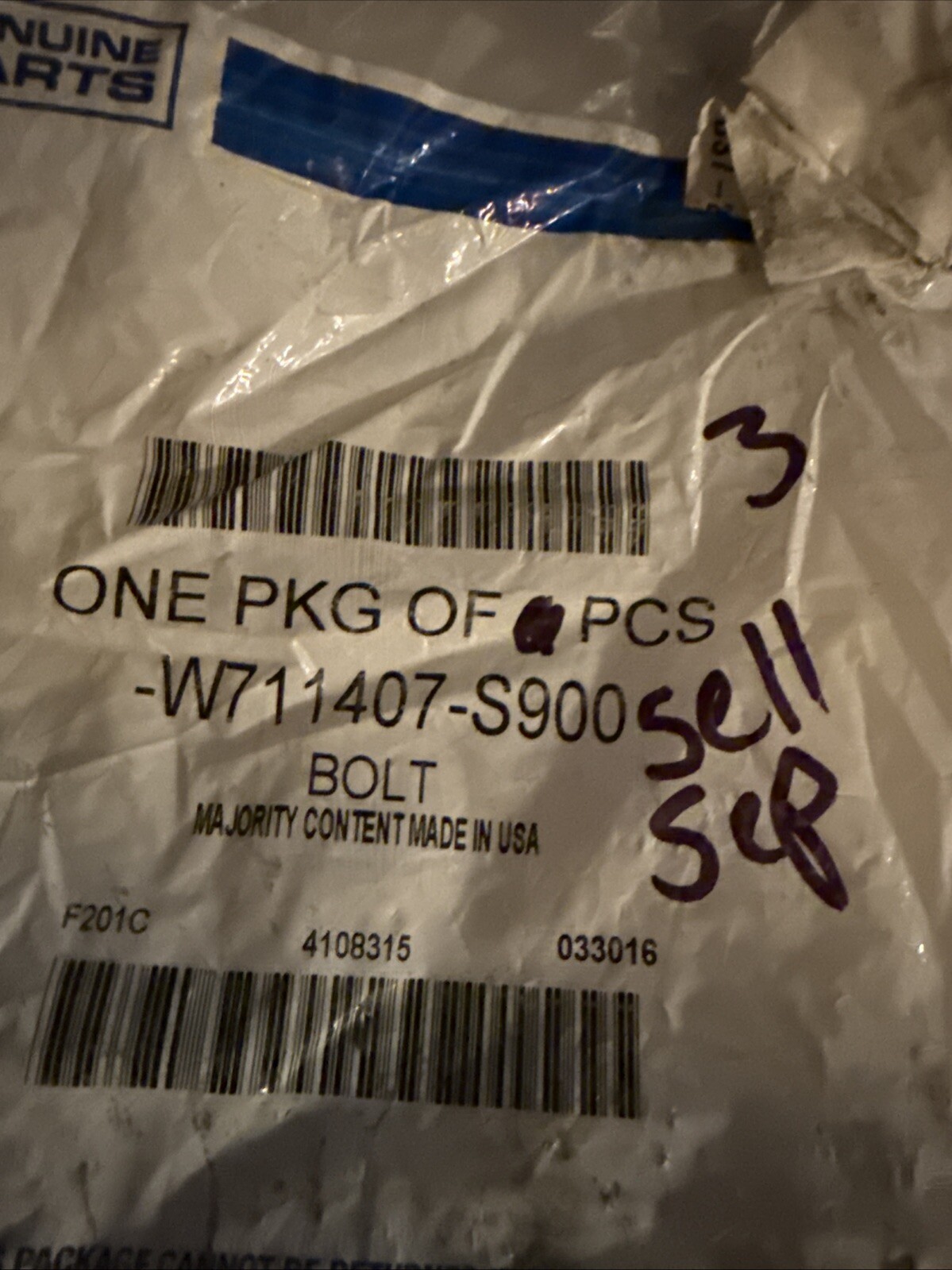 1 Genuine Ford Bolt W711407-S900 Sold Individually - Image 3