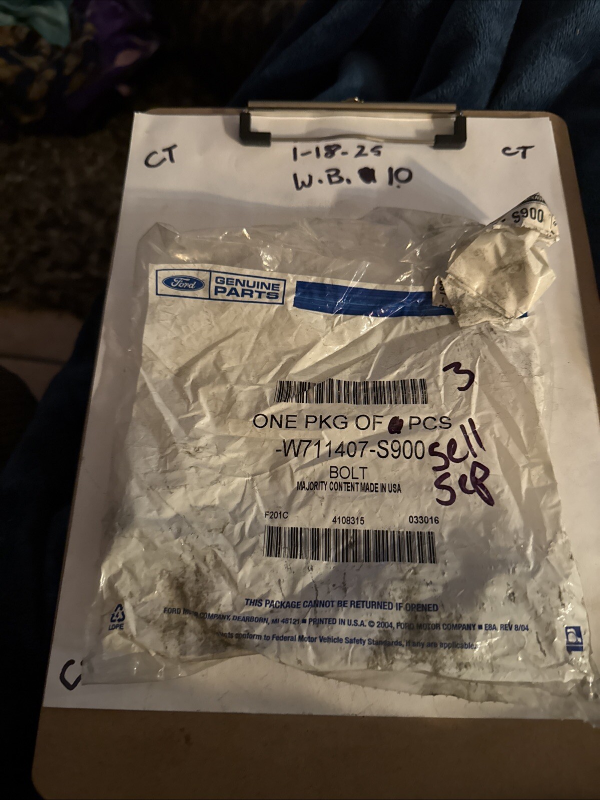 1 Genuine Ford Bolt W711407-S900 Sold Individually