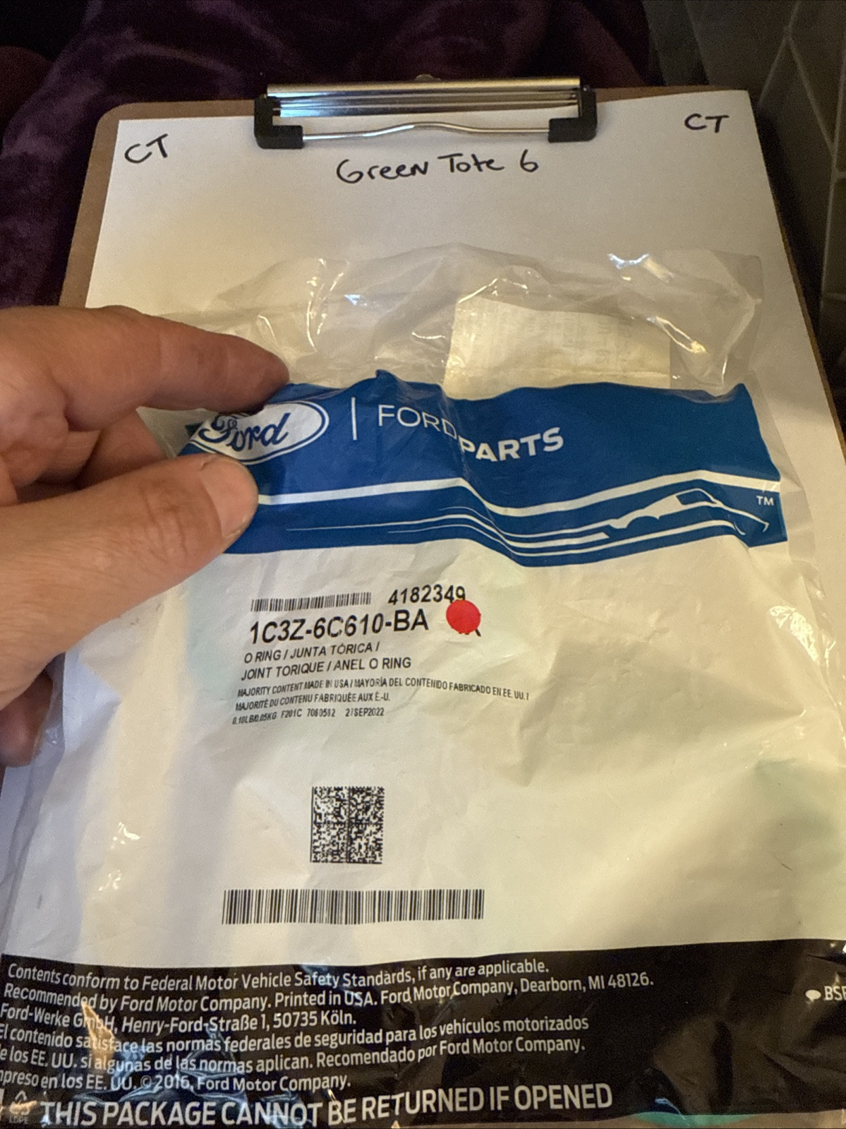 (1) Genuine Ford Engine Oil Cooler O-Ring 1C3Z-6C610-BA Sold Individually