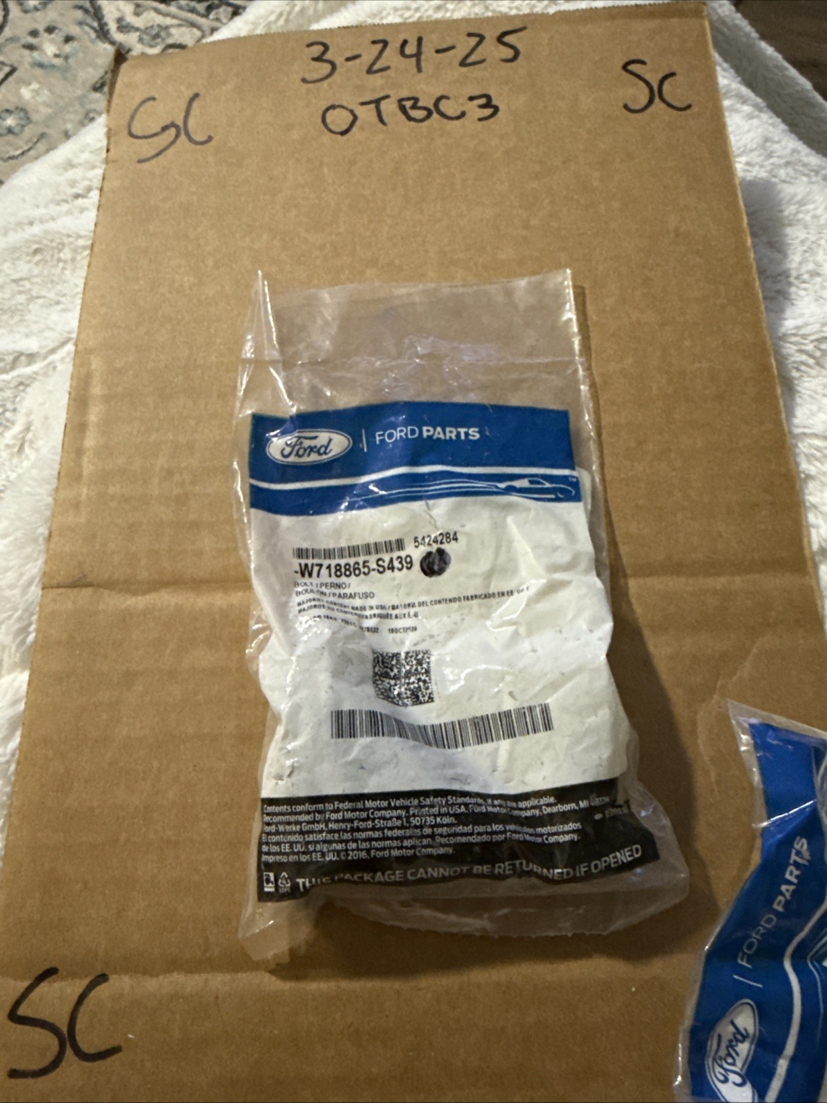 (1) Genuine Ford Fuel Tank Strap Bolt -W718865-S439 Sold Individually