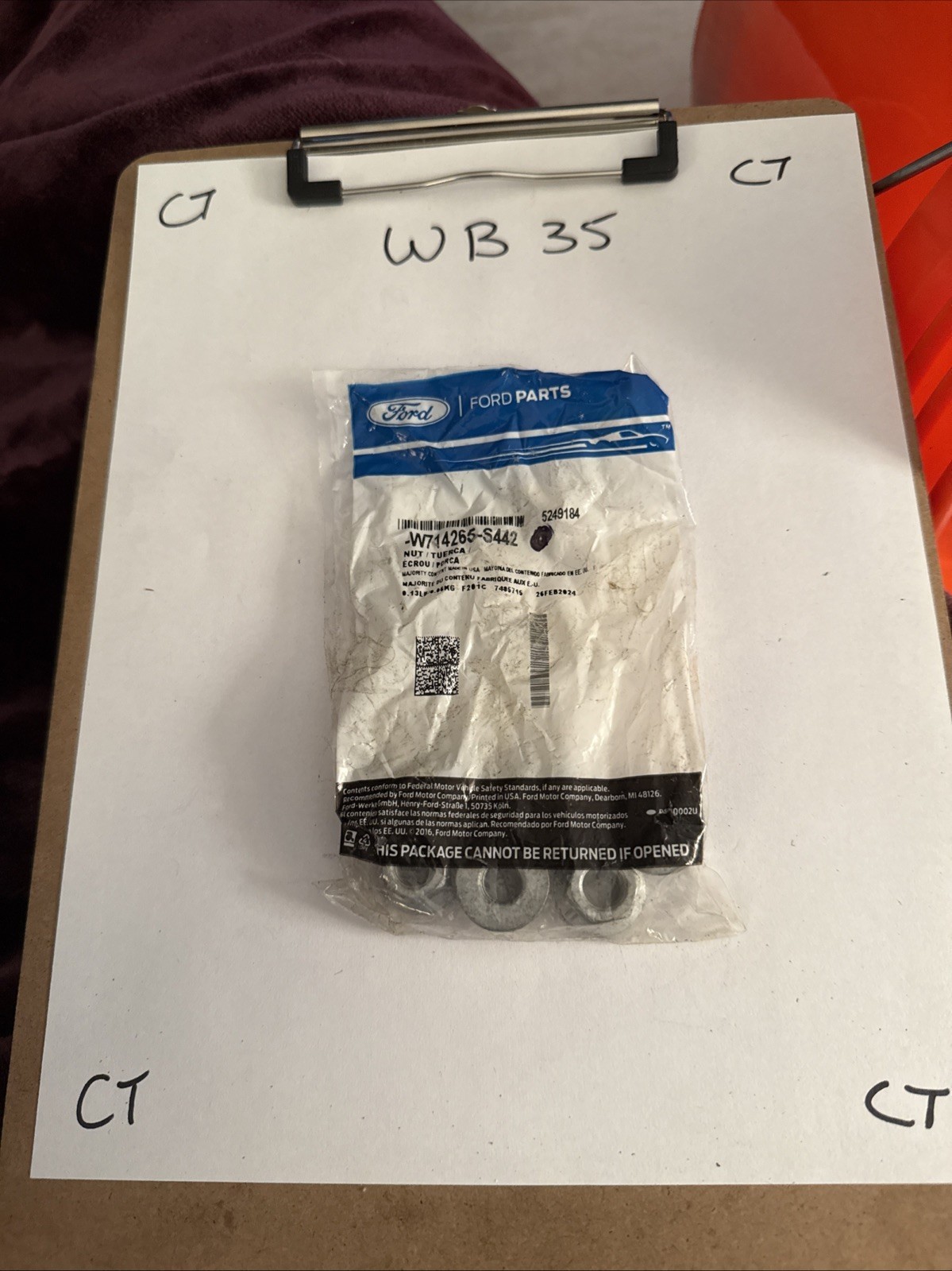 (1) Genuine Ford OE Nut W714265S442 Sold Individually