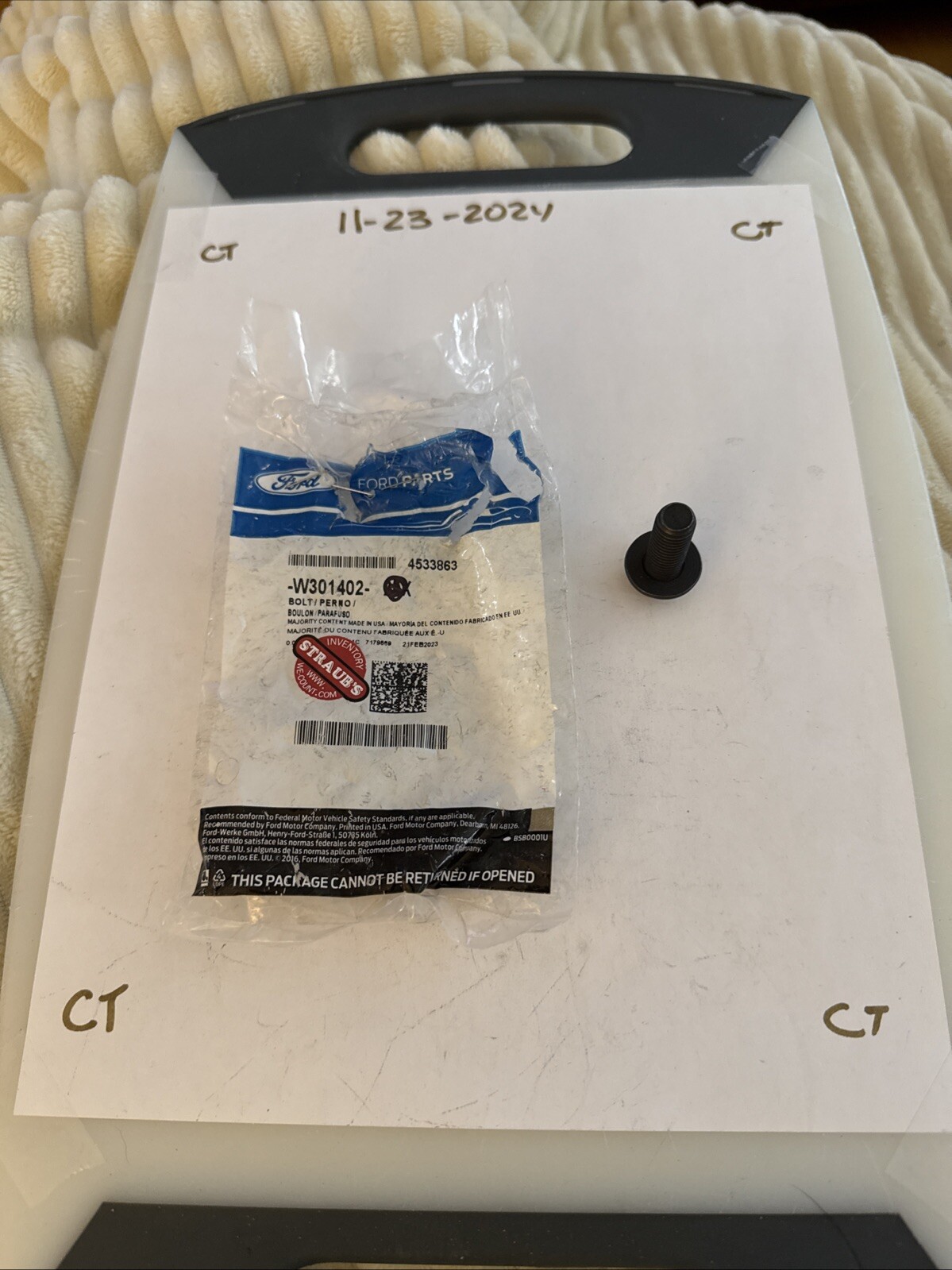 (1) NEW OEM Ford Miscellaneous Hardware Bolts Genuine Ford Part Number W301402-