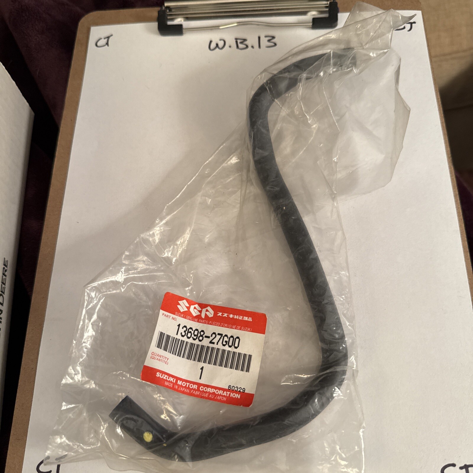 13698-27G00-000 Suzuki Hose,isc valve rr 1369827G00000, New Genuine OEM Part