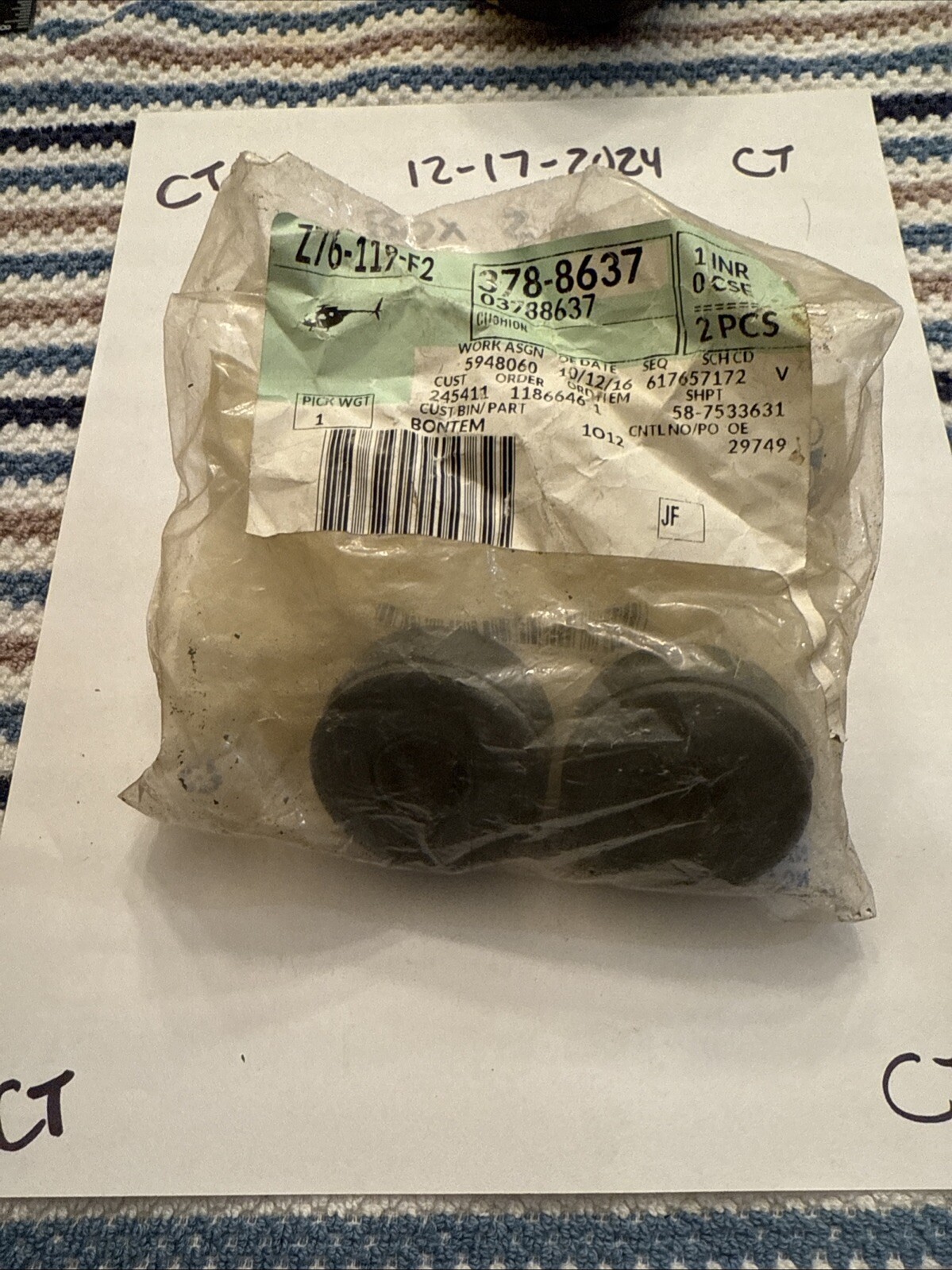 1961-1964 GM NOS Front Upper Cushion Corvair Corvette S36 (2) Bushings. - Image 4