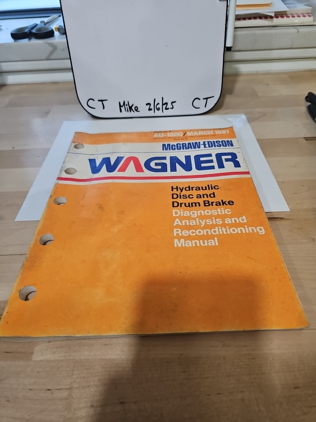 1981 Manual AU-1600 Wagner Brake Diagnostic Reconditioning Disc Drum Hydraulic