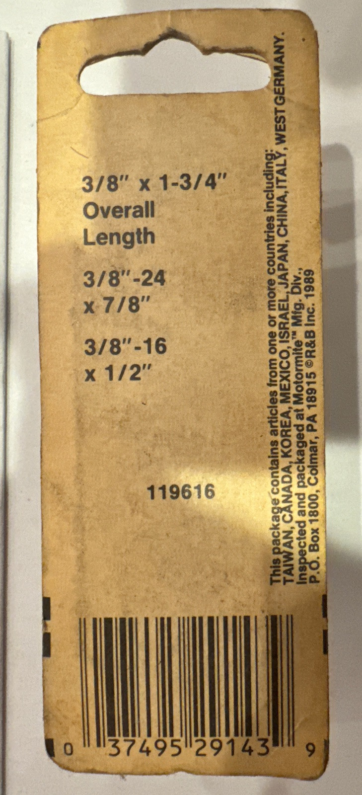29143 Motormite Stud-Tite Double Ended Stud 3/8" X 1-3/4" Fine/Course - Image 4