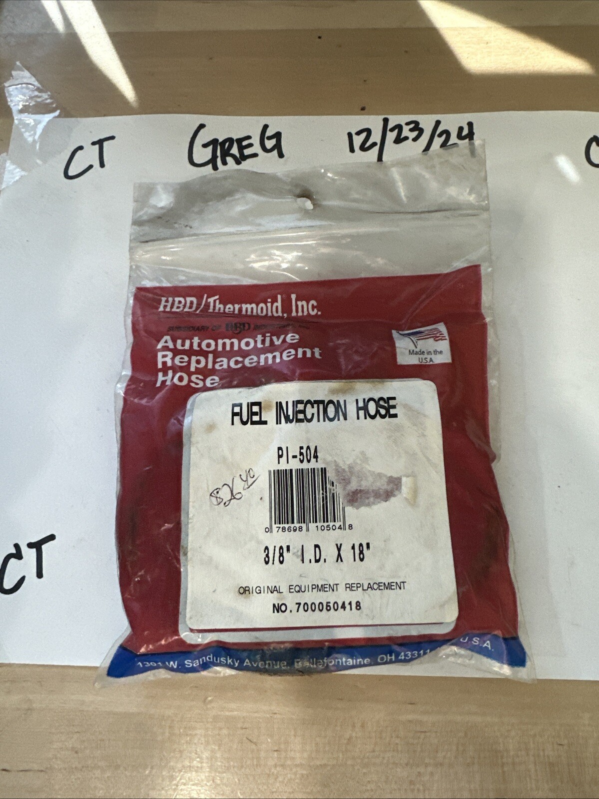 3/8" X 10' FUEL INJECTION FUEL GAS LINE HOSE R9 THERMOID FI-504 HIGH PRESSURE